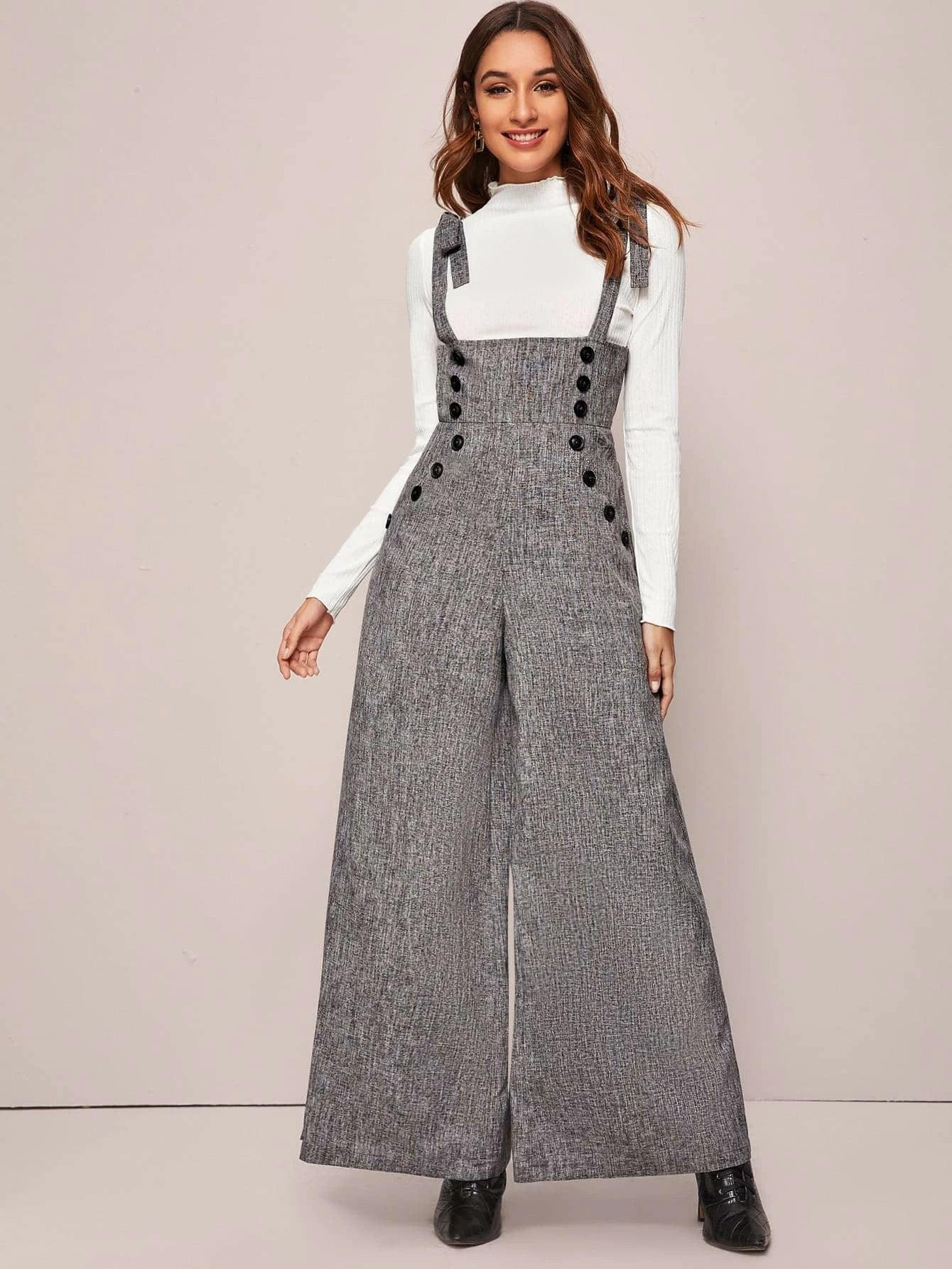 Flared Leg Suspender Jumpsuit-Comfy Jumpsuits