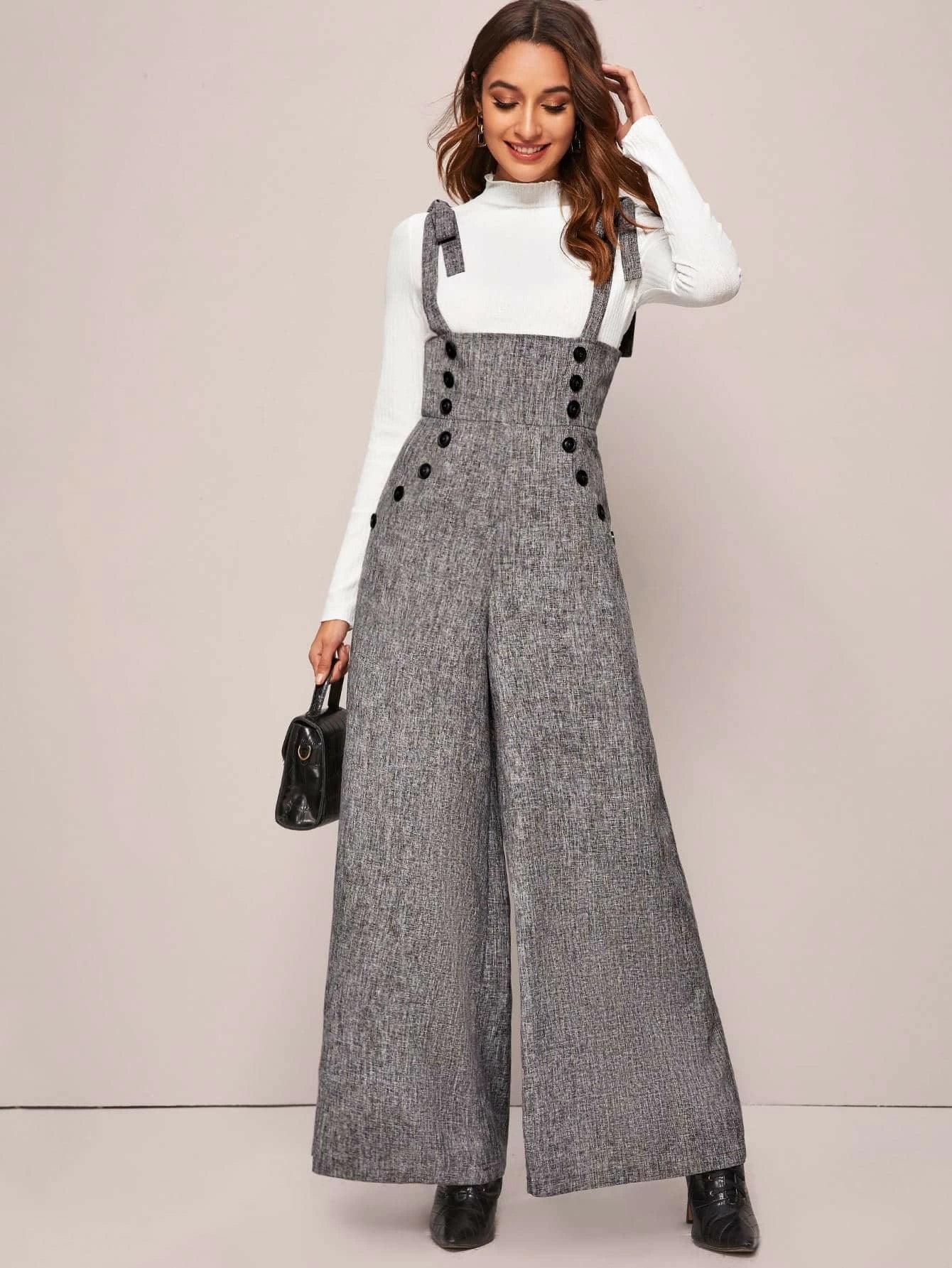 Flared Leg Suspender Jumpsuit-Comfy Jumpsuits