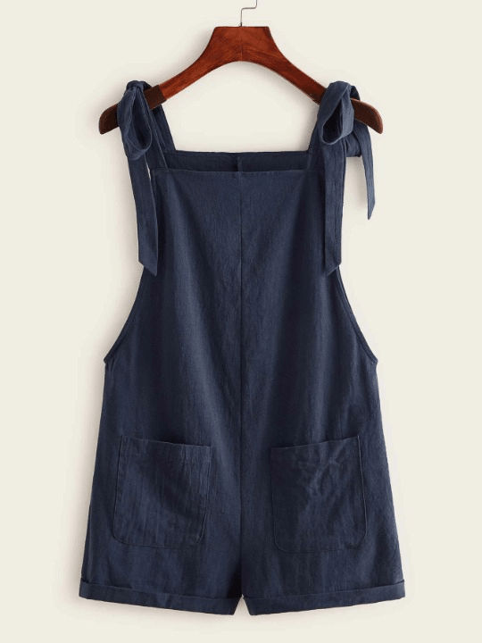 Pocket Patched Pinafore Romper-Comfy Jumpsuits