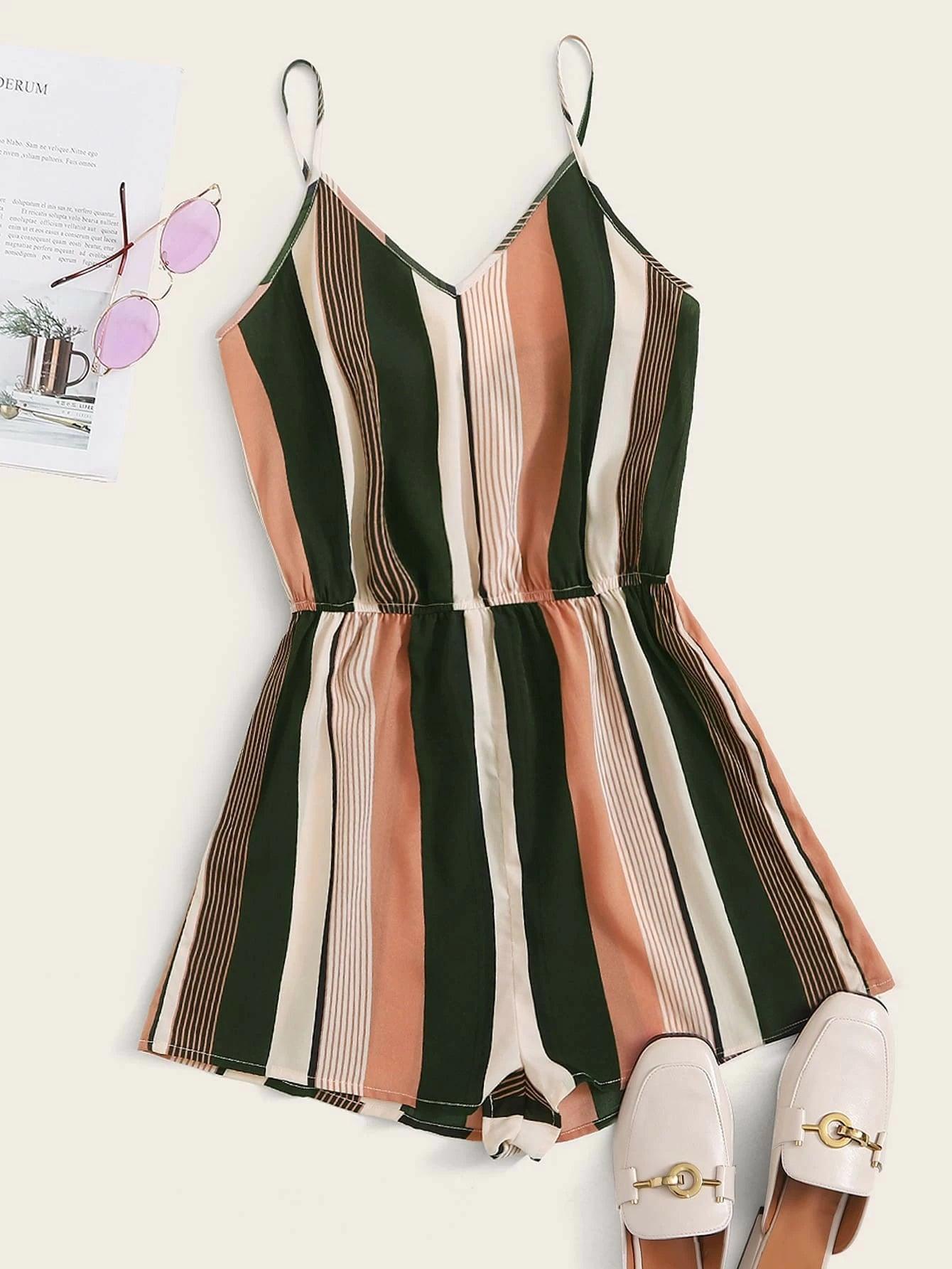 Colorful Striped Romper-Comfy Jumpsuits