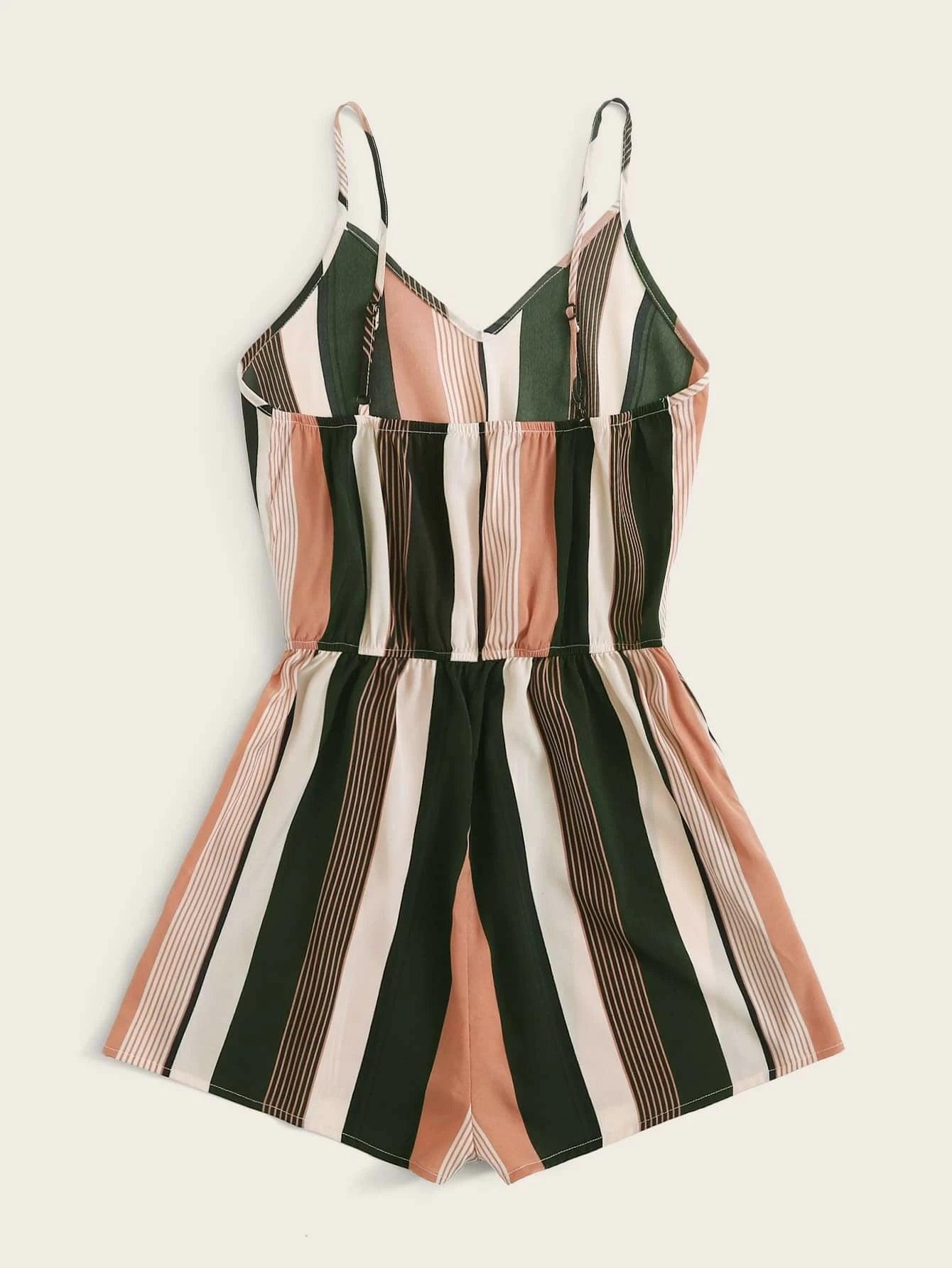 Colorful Striped Romper-Comfy Jumpsuits