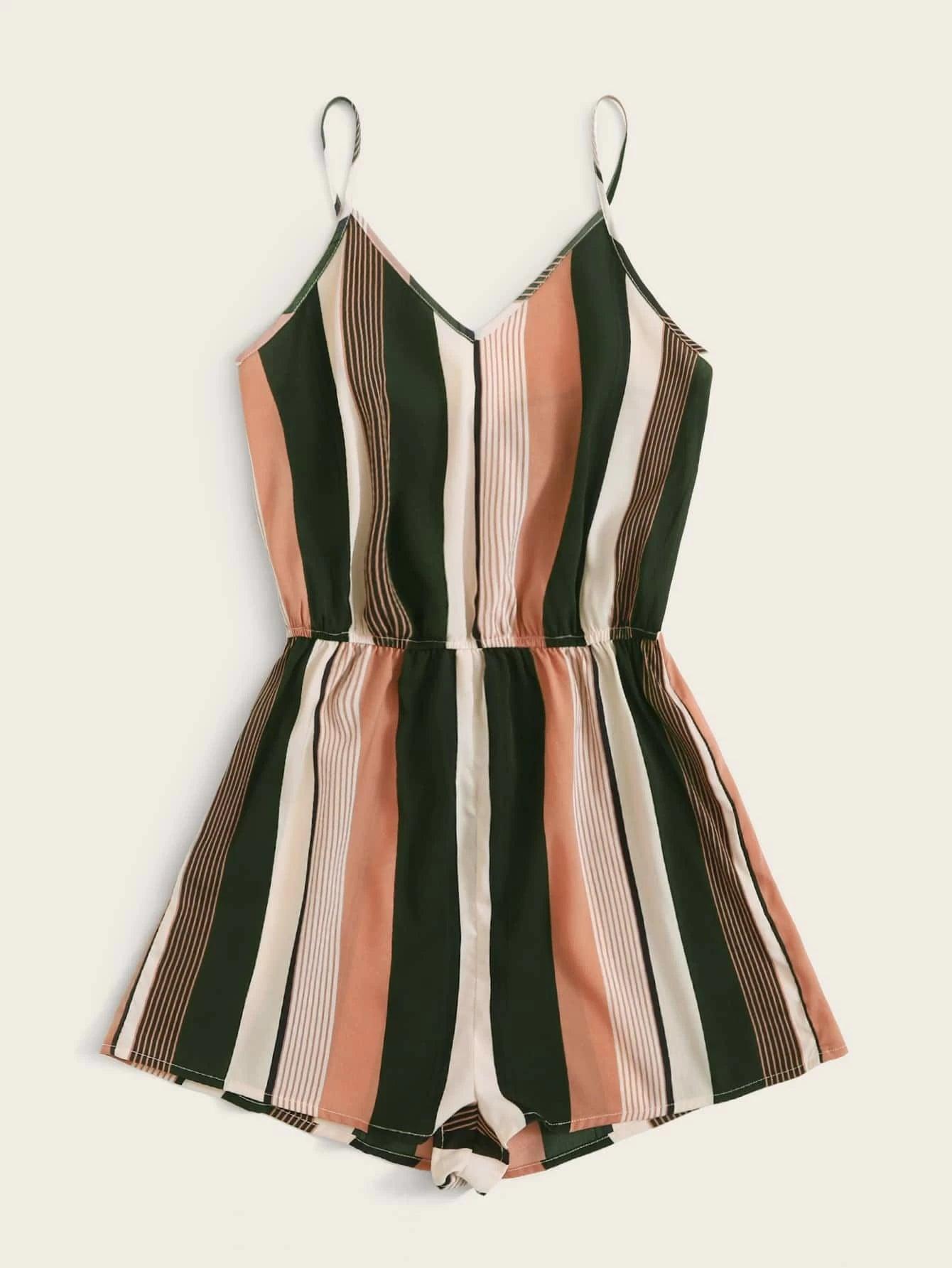 Colorful Striped Romper-Comfy Jumpsuits