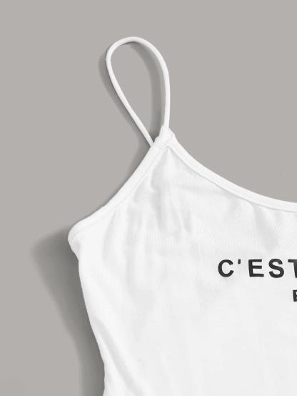 Paris Graphic Cami Bodysuit-Comfy Jumpsuits