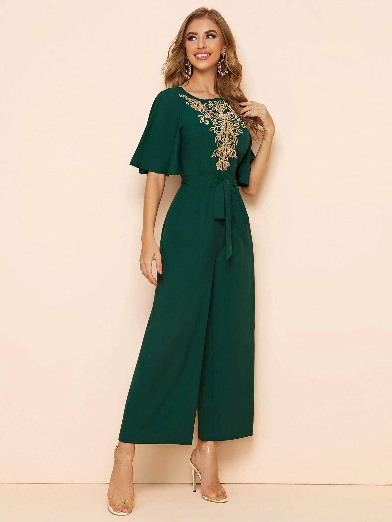 Detail Belted Palazzo Jumpsuit-Comfy Jumpsuits