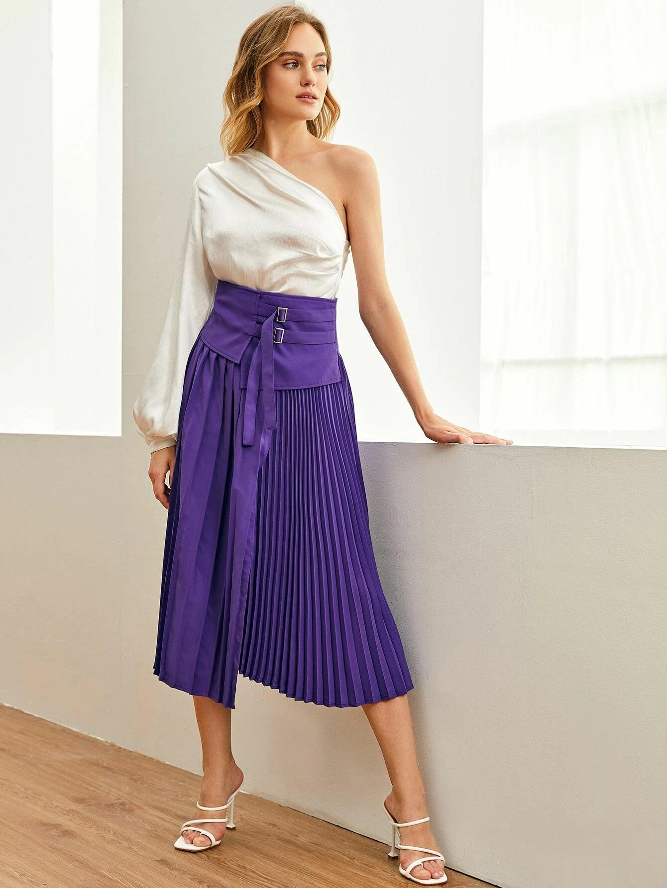 Bishop Sleeve One Shoulder Bodysuit-Comfy Jumpsuits