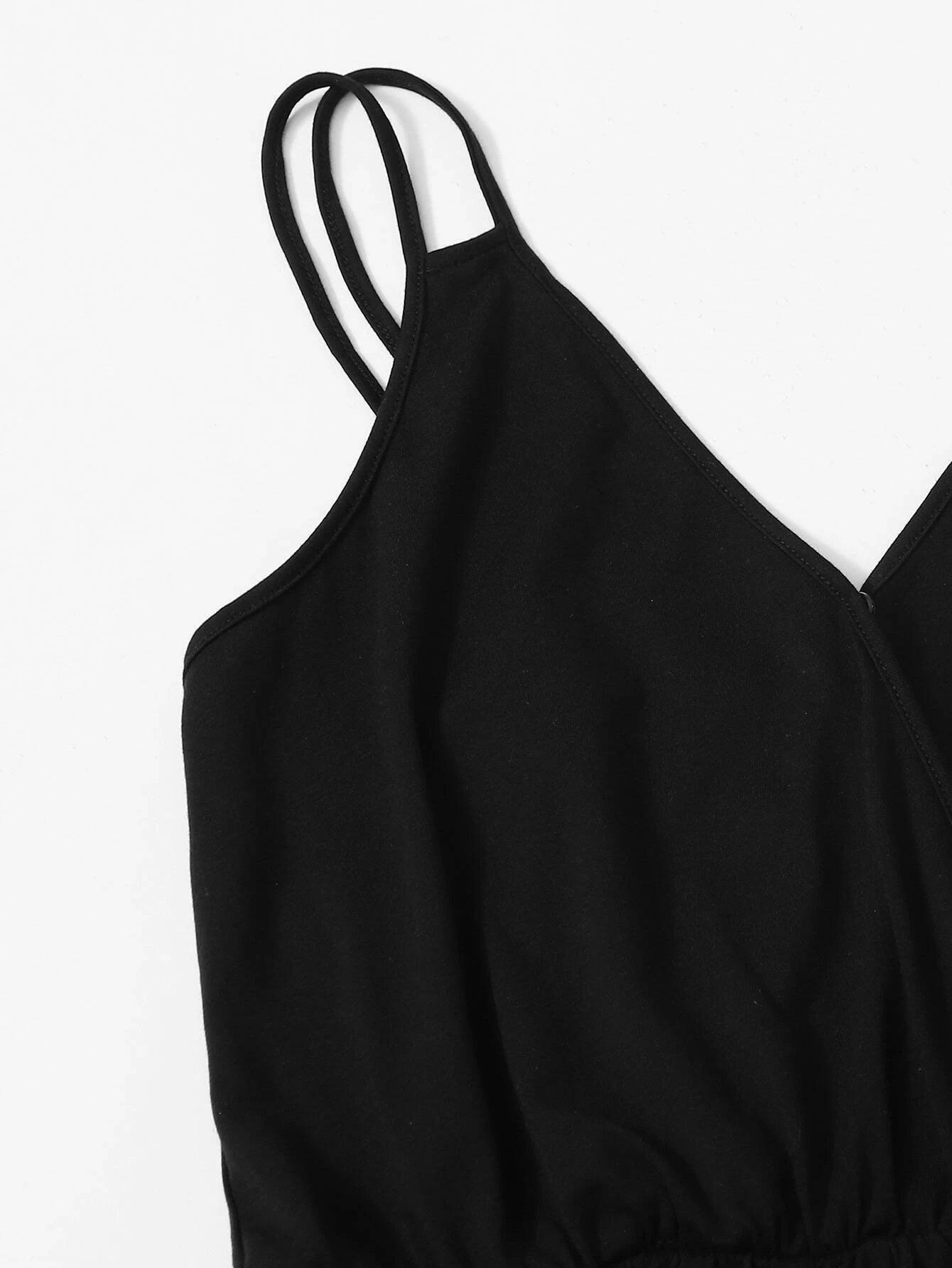 Surplice Neck Solid Colored Cami Romper-Comfy Jumpsuits