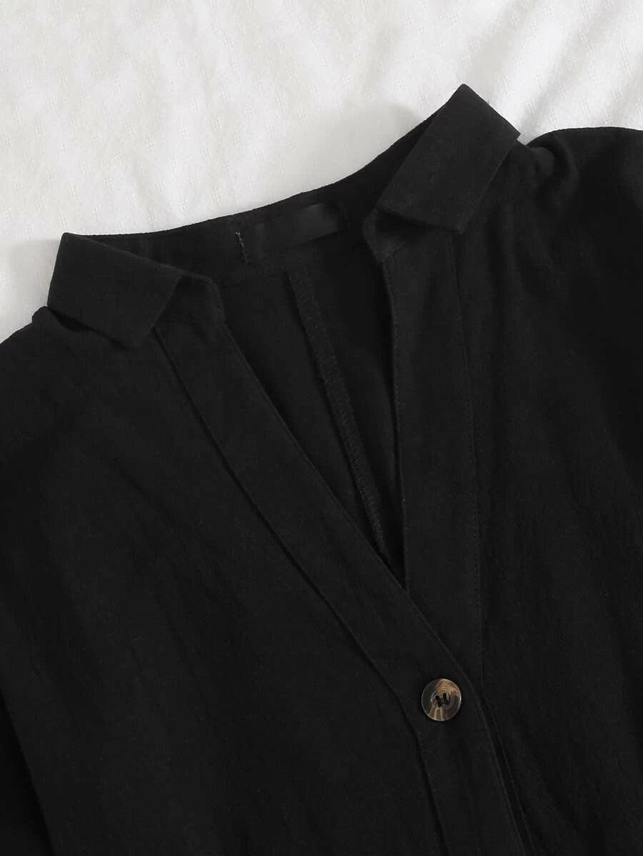 Button Front Romper Without Belt-Comfy Jumpsuits