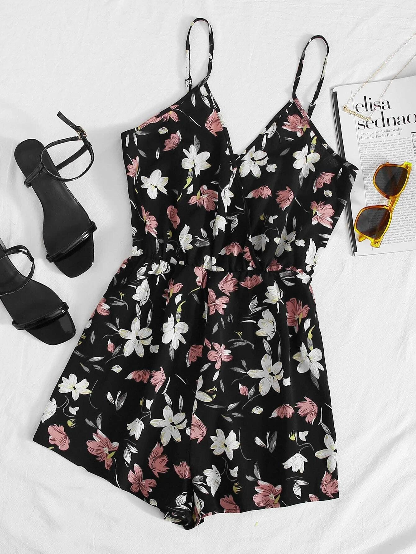 Floral Print Cami Romper-Comfy Jumpsuits