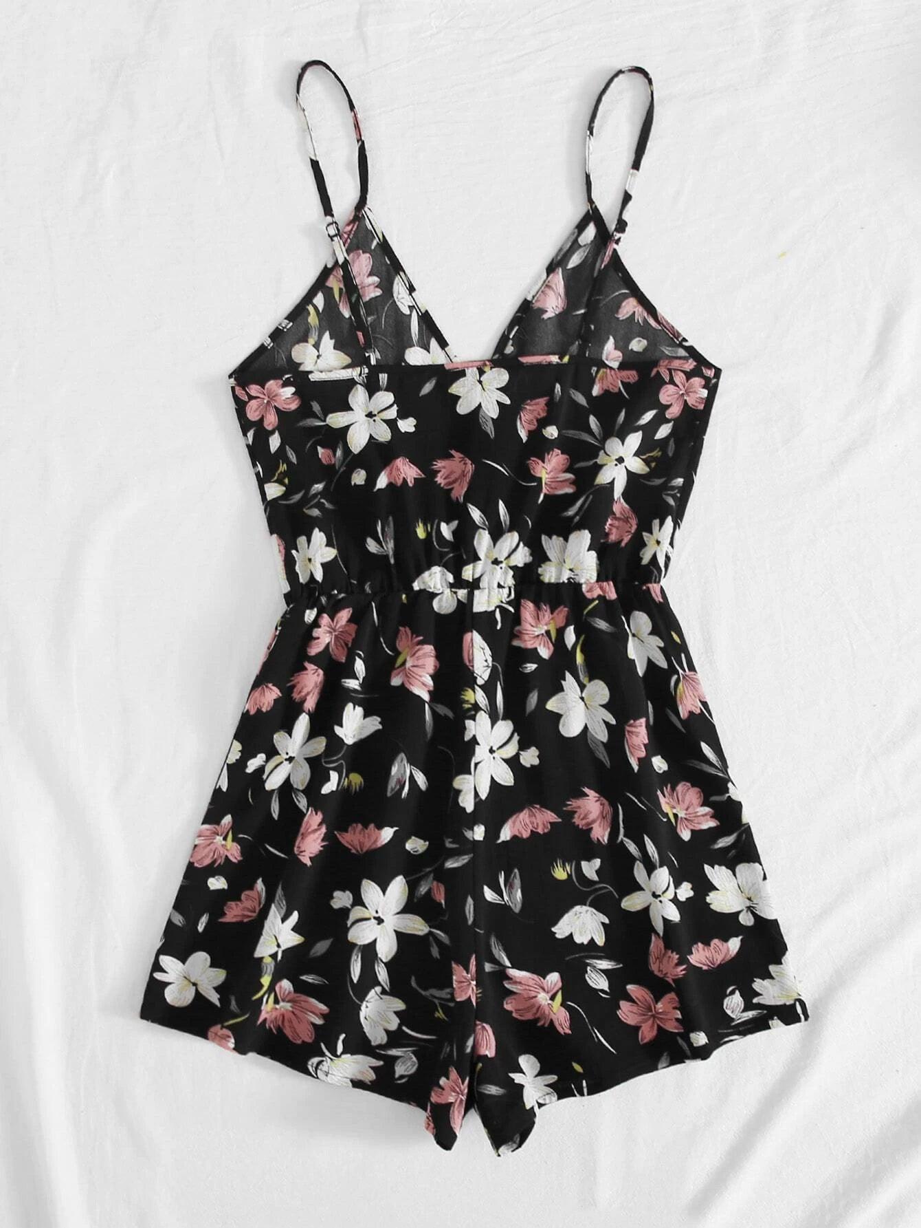 Floral Print Cami Romper-Comfy Jumpsuits