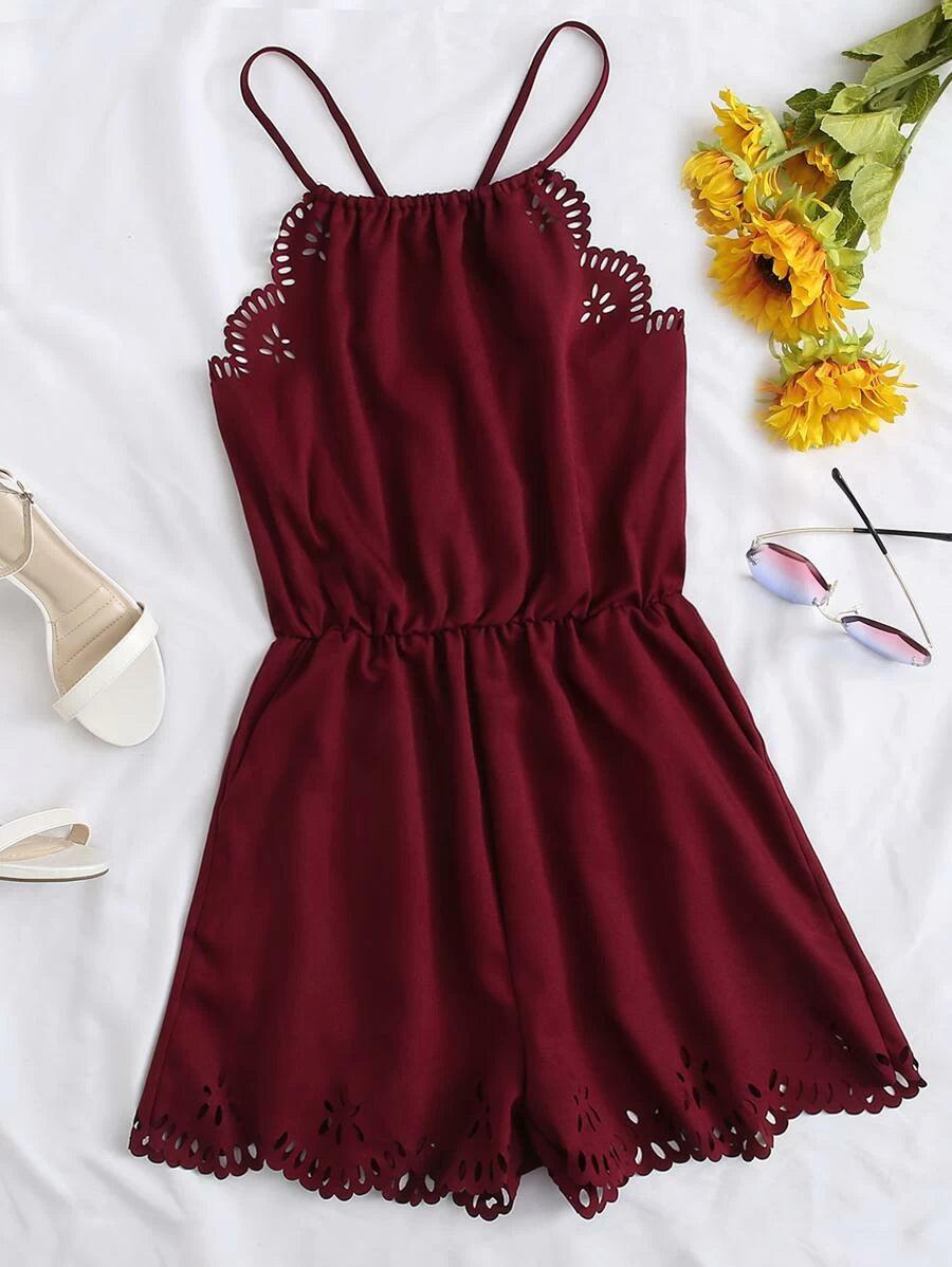 Scallop Cami-Comfy Jumpsuits