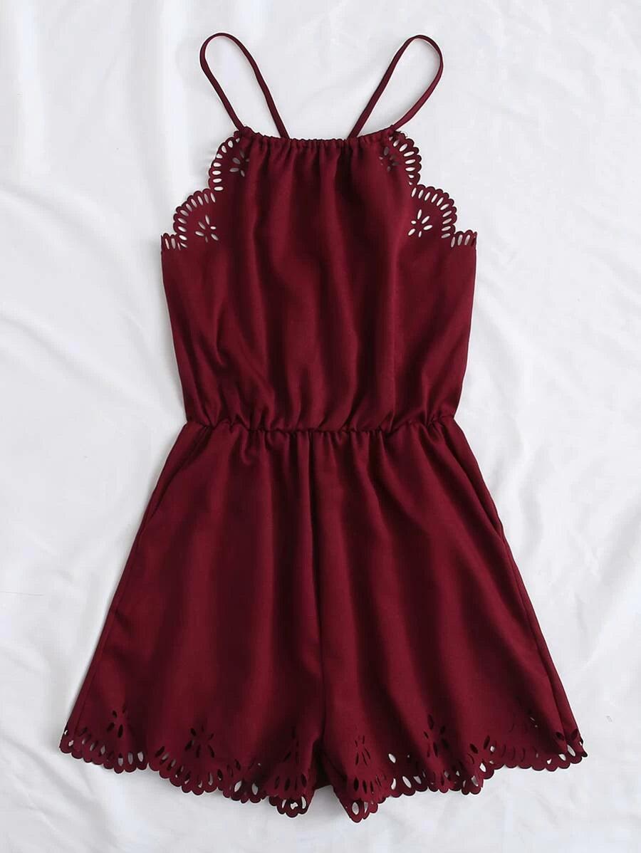 Scallop Cami-Comfy Jumpsuits