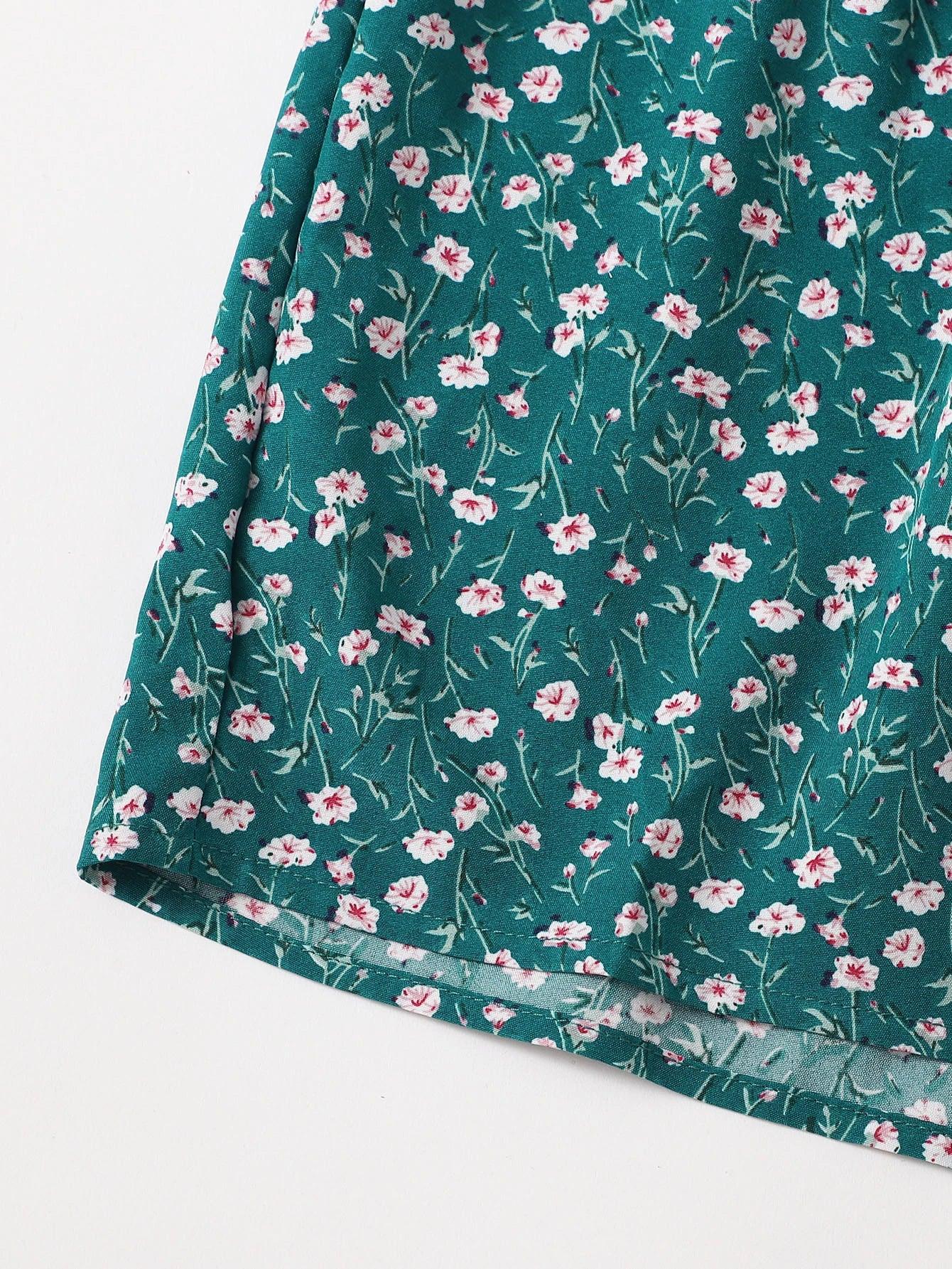 Floral Print Tie Back Halter Romper-Comfy Jumpsuits