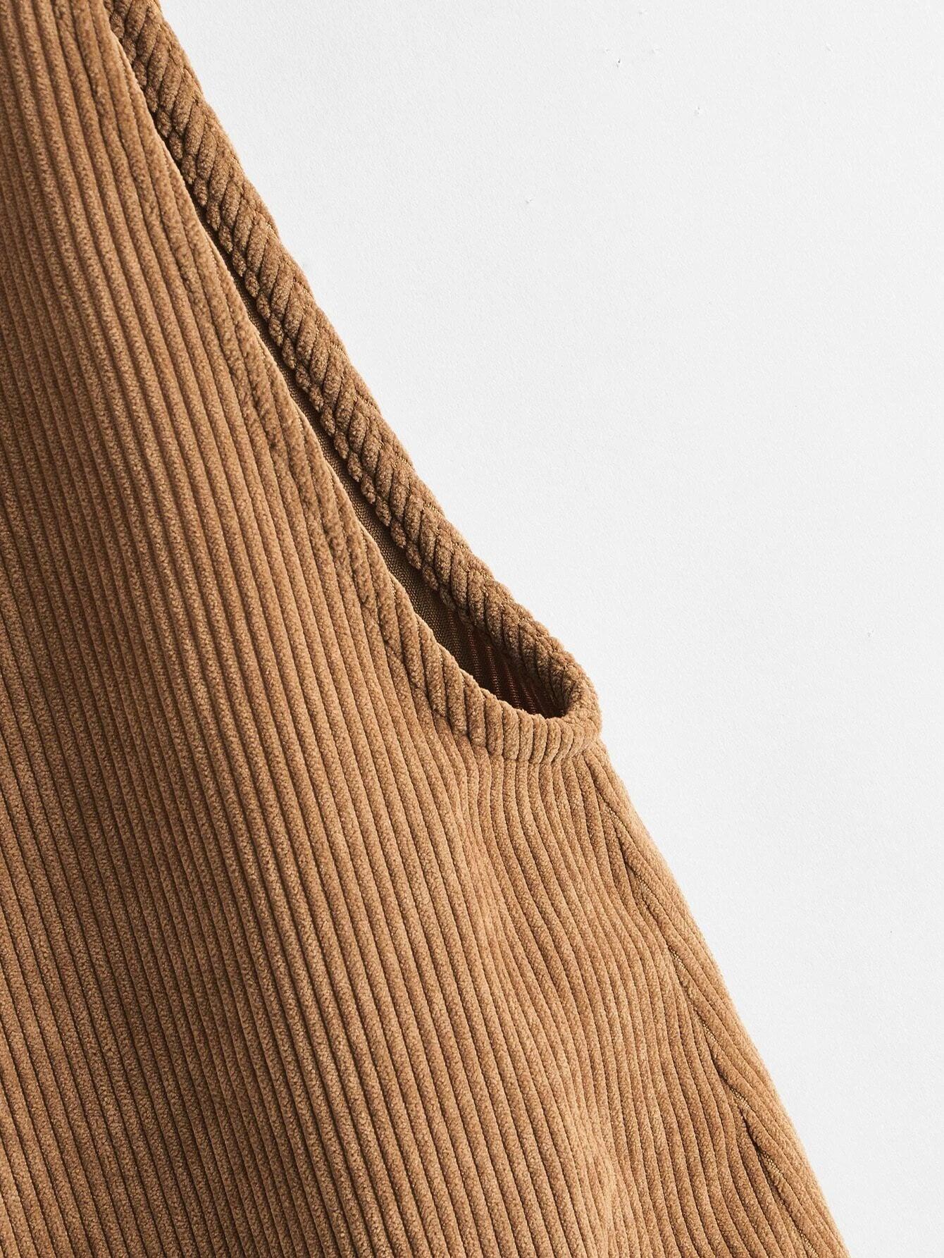 Knot Shoulder Patch Pocket Cord Overall Shorts-Comfy Jumpsuits