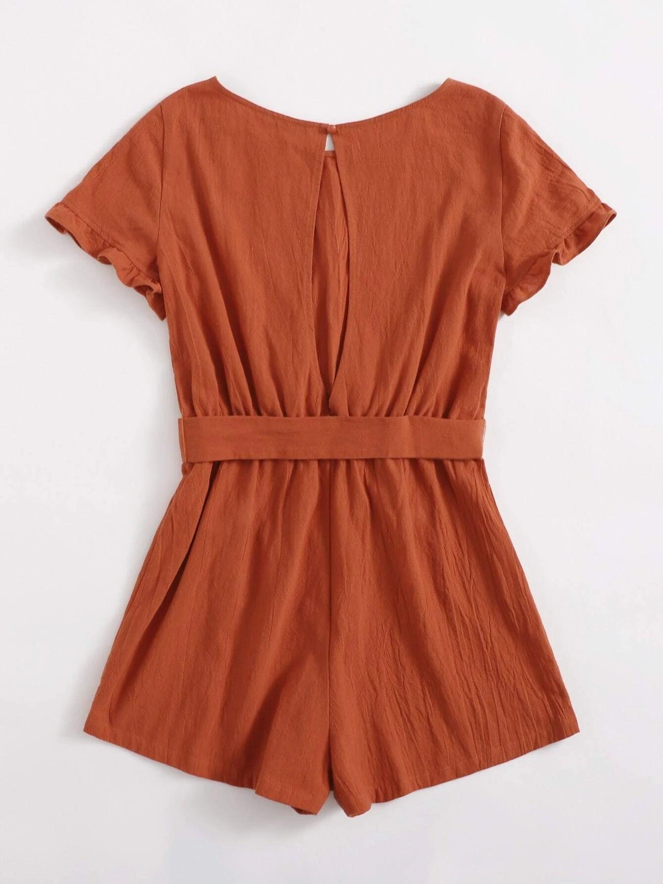 Belted Round Neck Dress-Comfy Jumpsuits