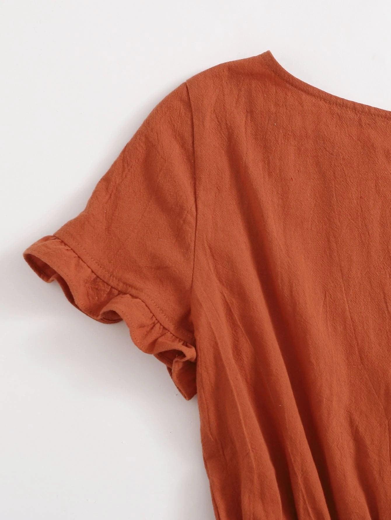 Belted Round Neck Dress-Comfy Jumpsuits