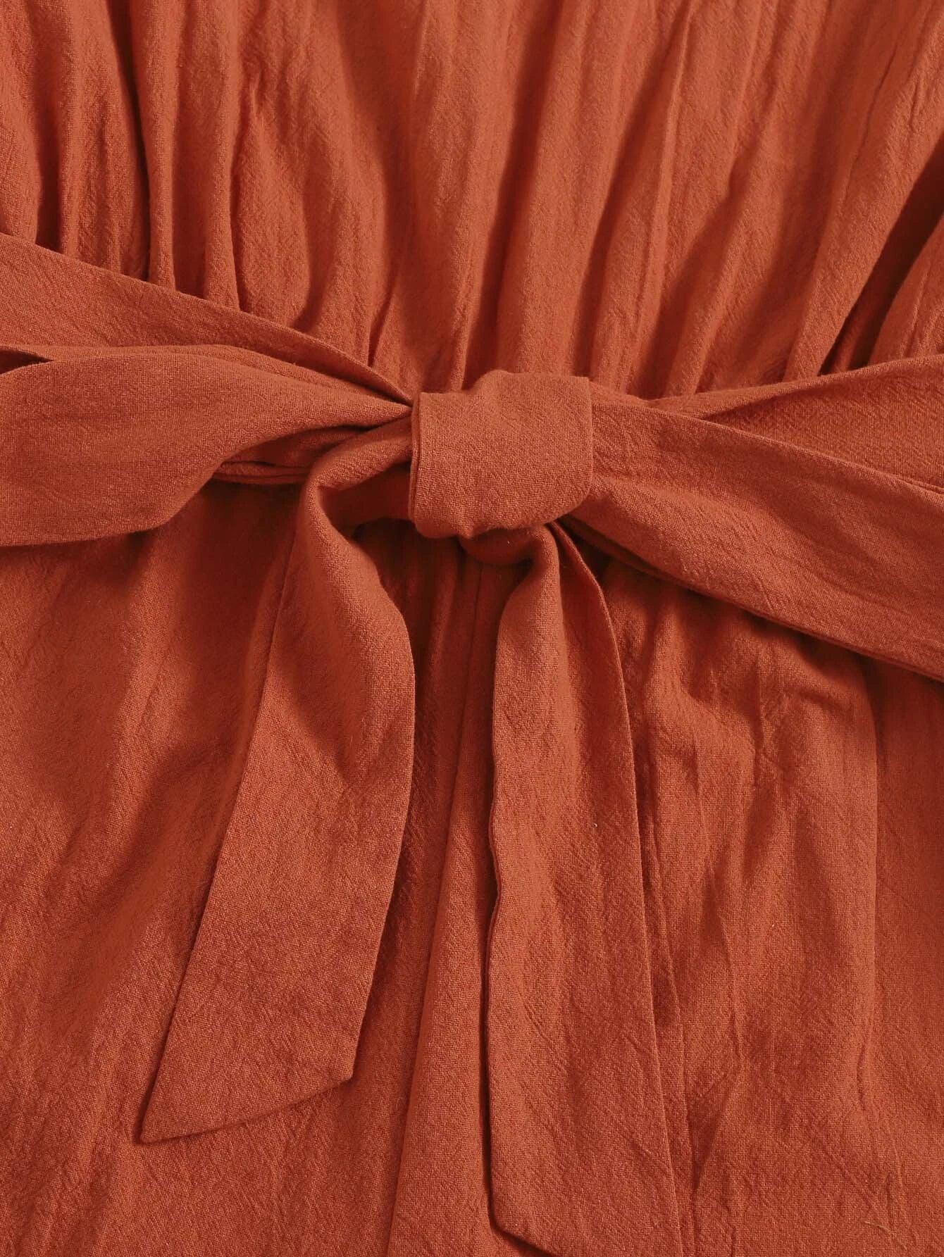 Belted Round Neck Dress-Comfy Jumpsuits