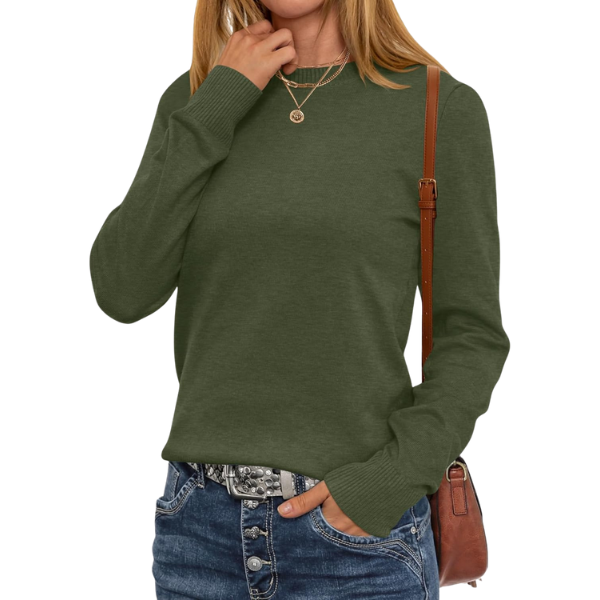 Women Long Sleeve Lightweight Crewneck Soft Basic Knit Loose Fit Pullover Top 2025 Fall Trendy Outfits