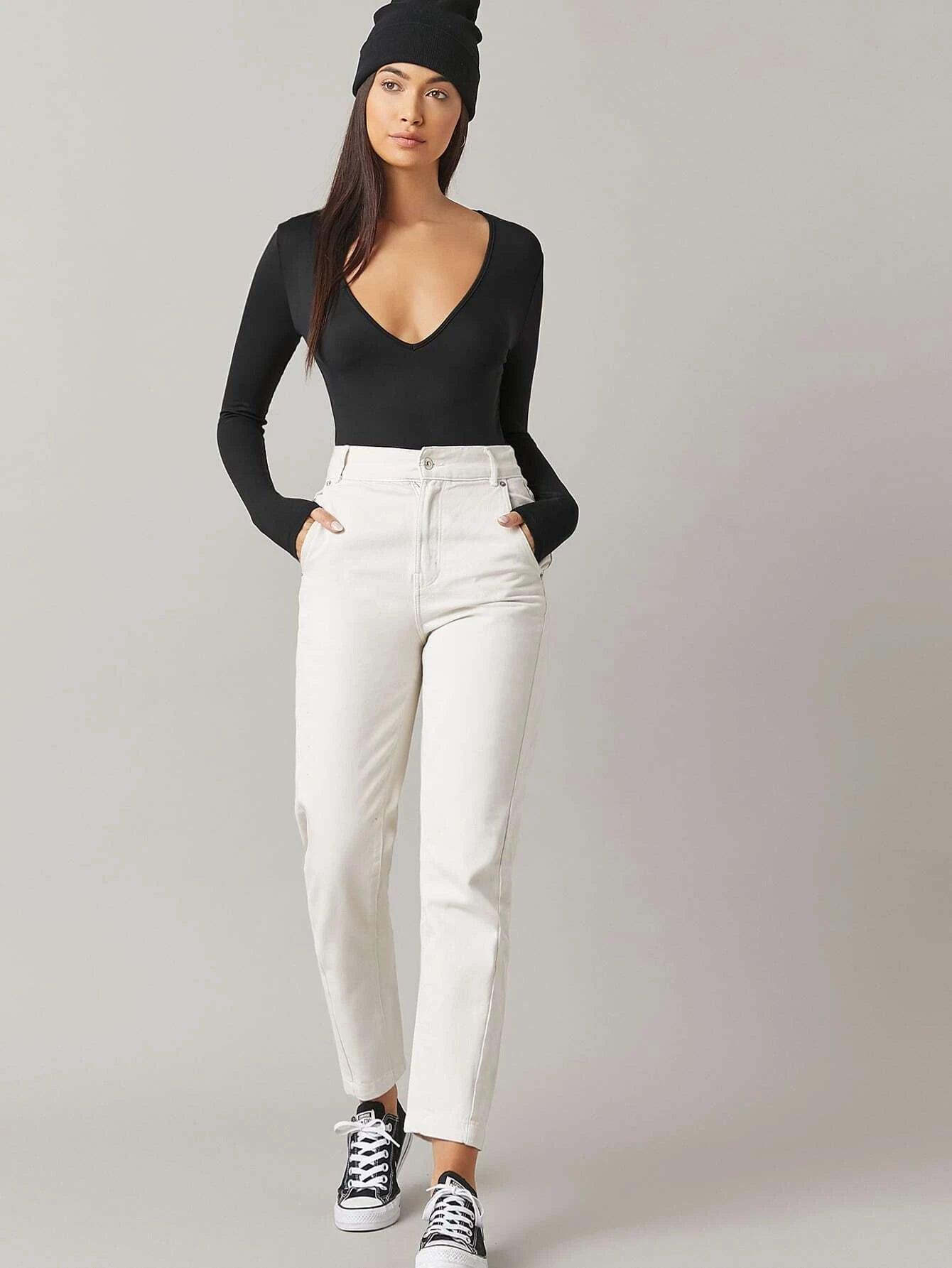 Short Sleeve Solid Fitted Bodysuit-Comfy Jumpsuits