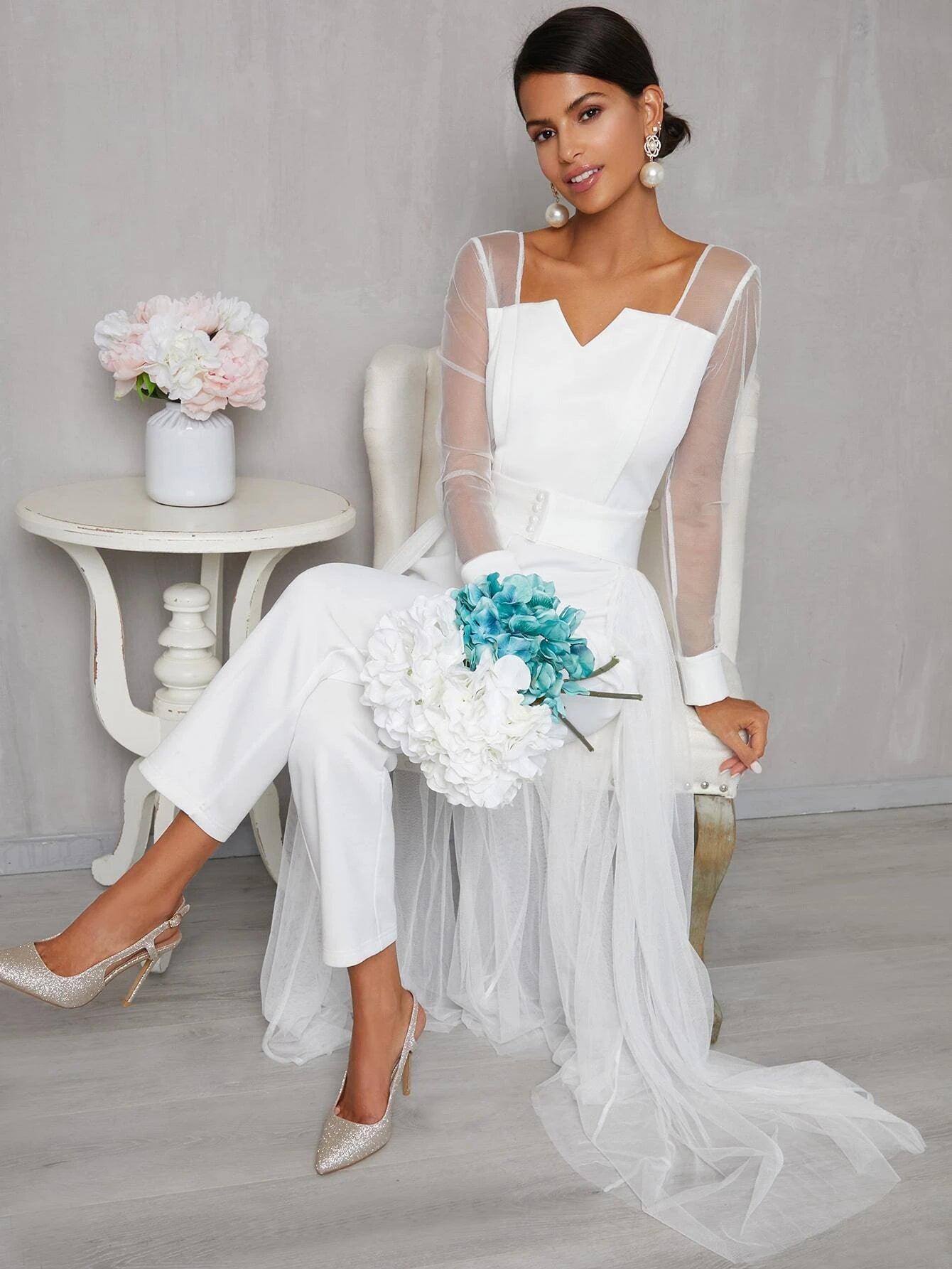 Long Sleeve Corset Jumpsuit With Skirt-Comfy Jumpsuits