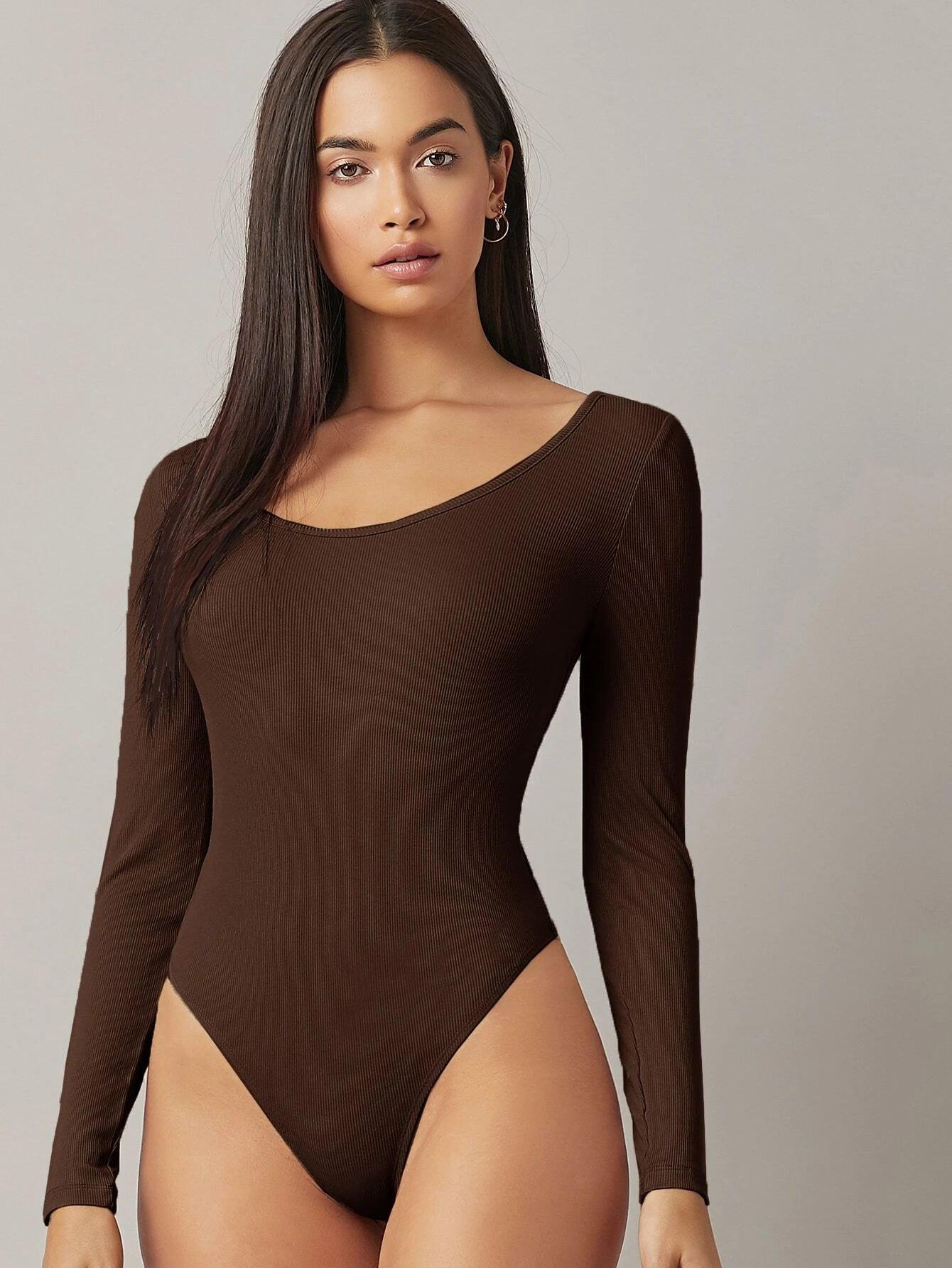 Form Fitted Solid Colored Bodysuit-Comfy Jumpsuits