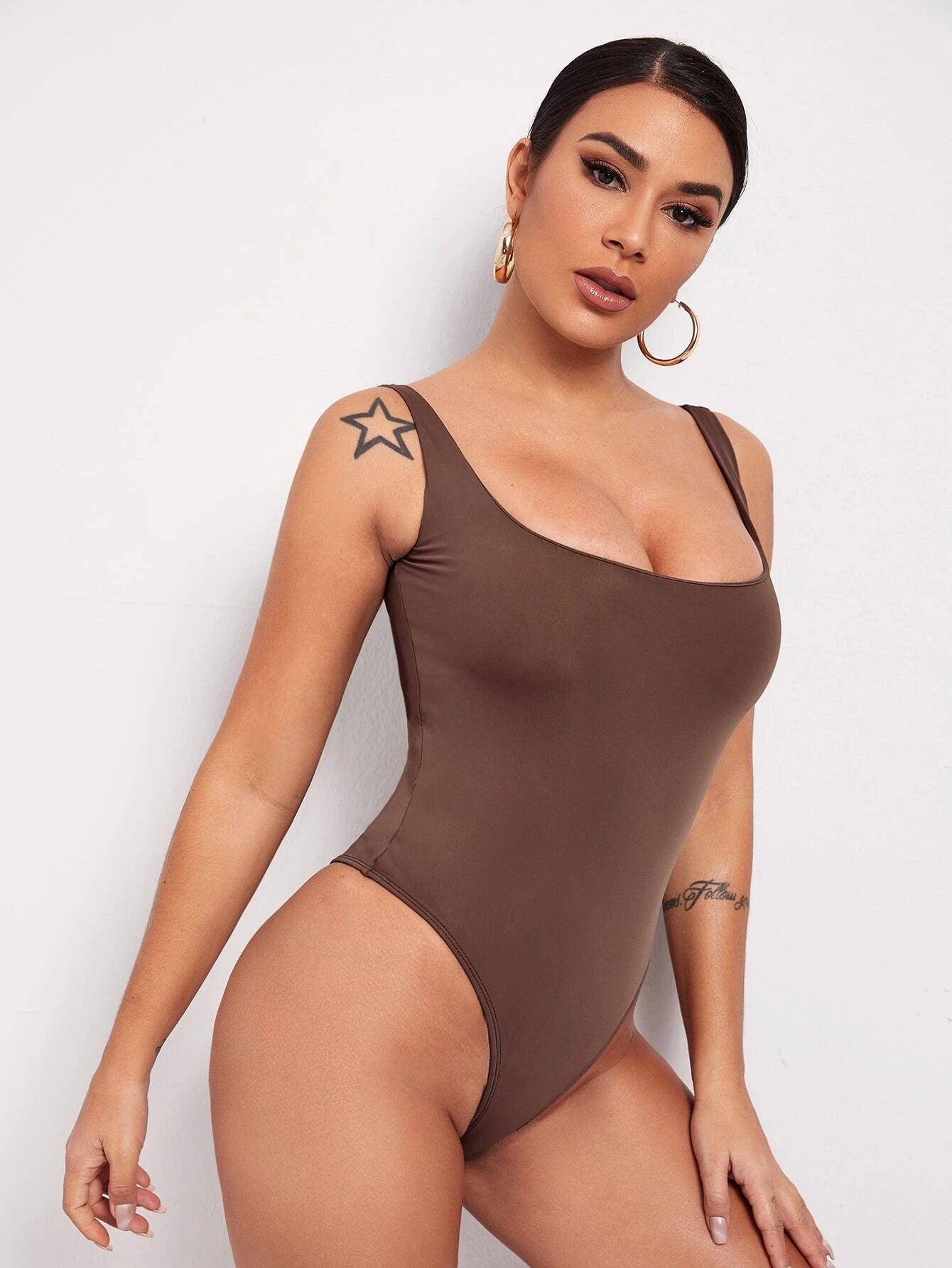 Form Fitted Solid Bodysuit-Comfy Jumpsuits