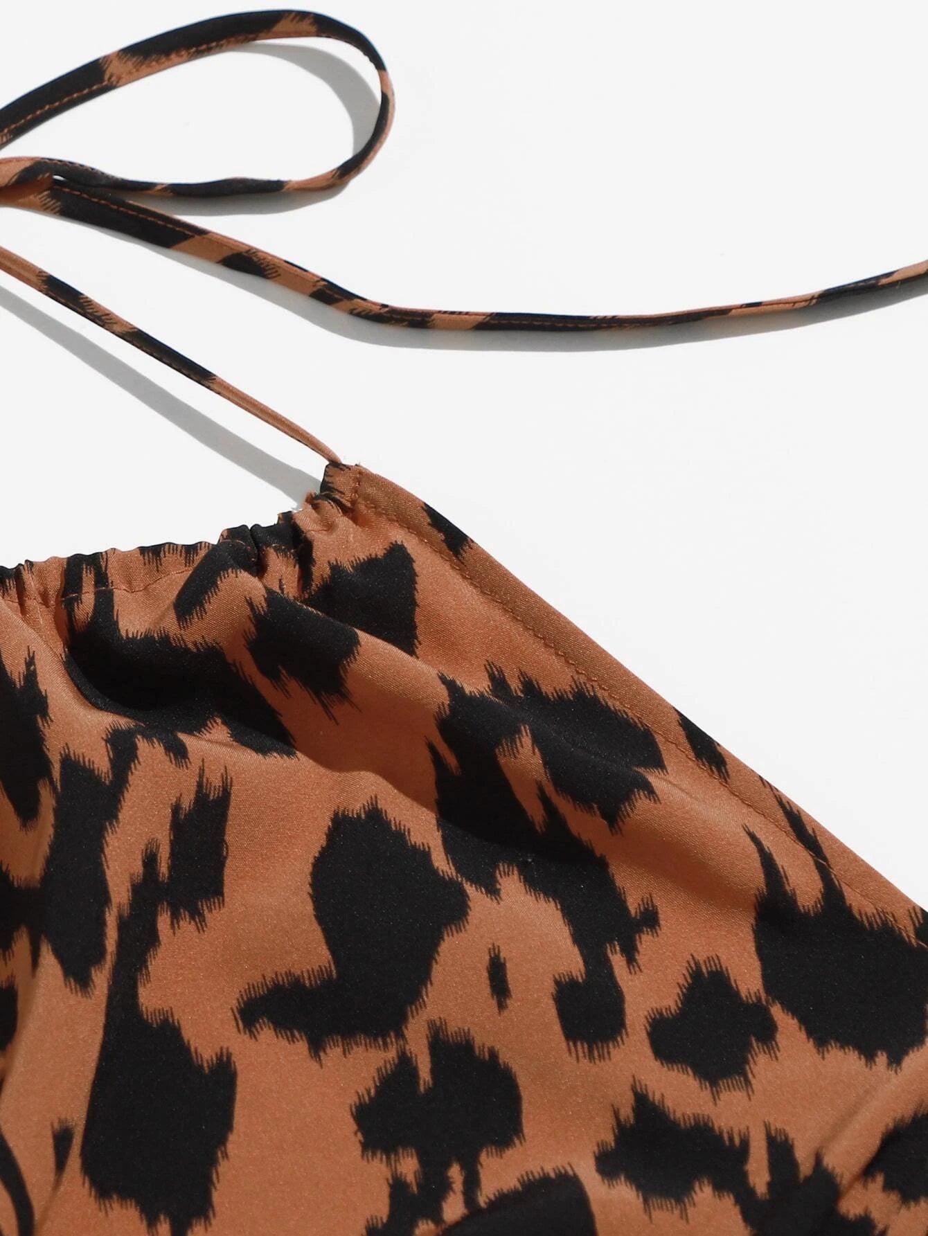 Allover Print Tie Back Halter Romper-Comfy Jumpsuits