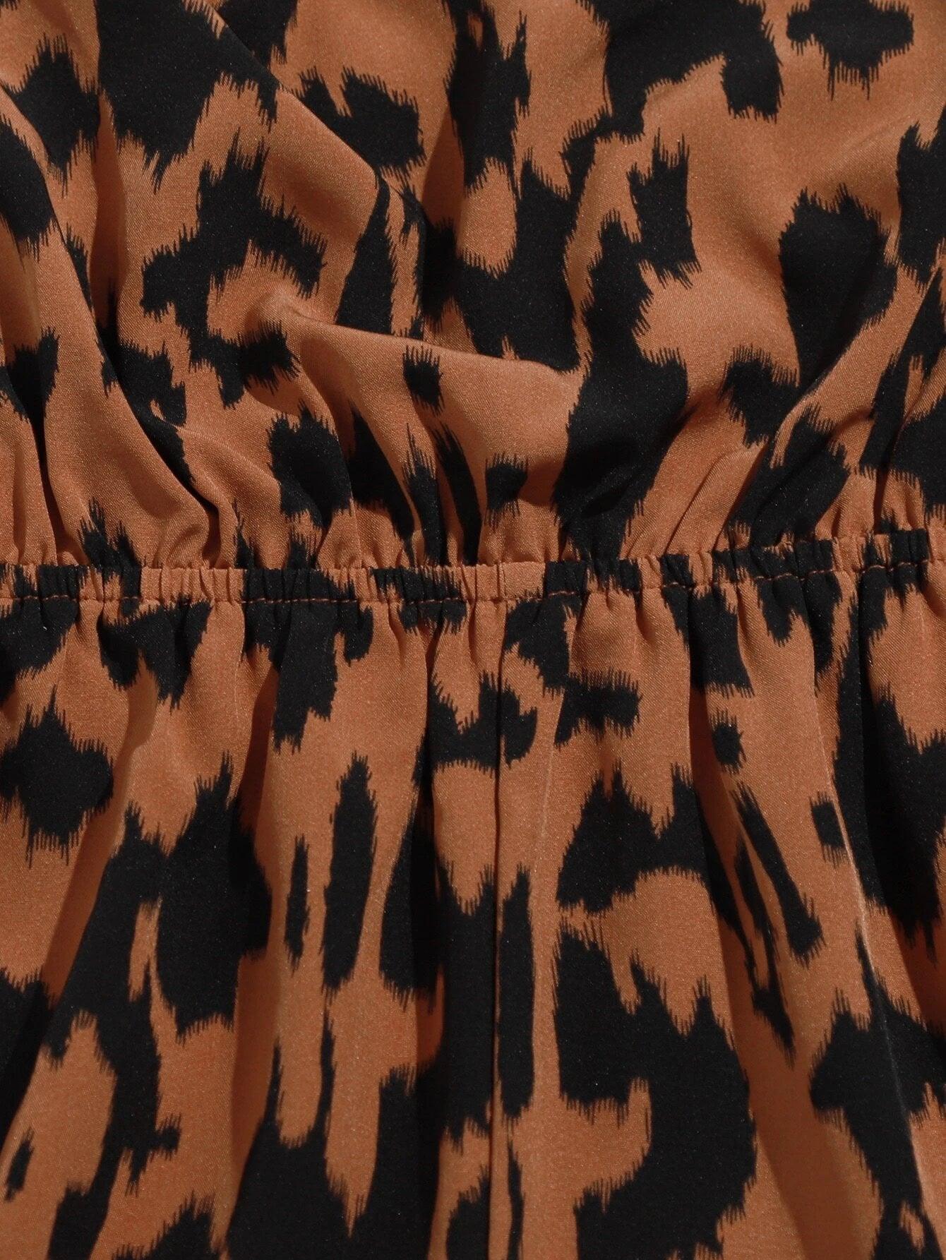 Allover Print Tie Back Halter Romper-Comfy Jumpsuits