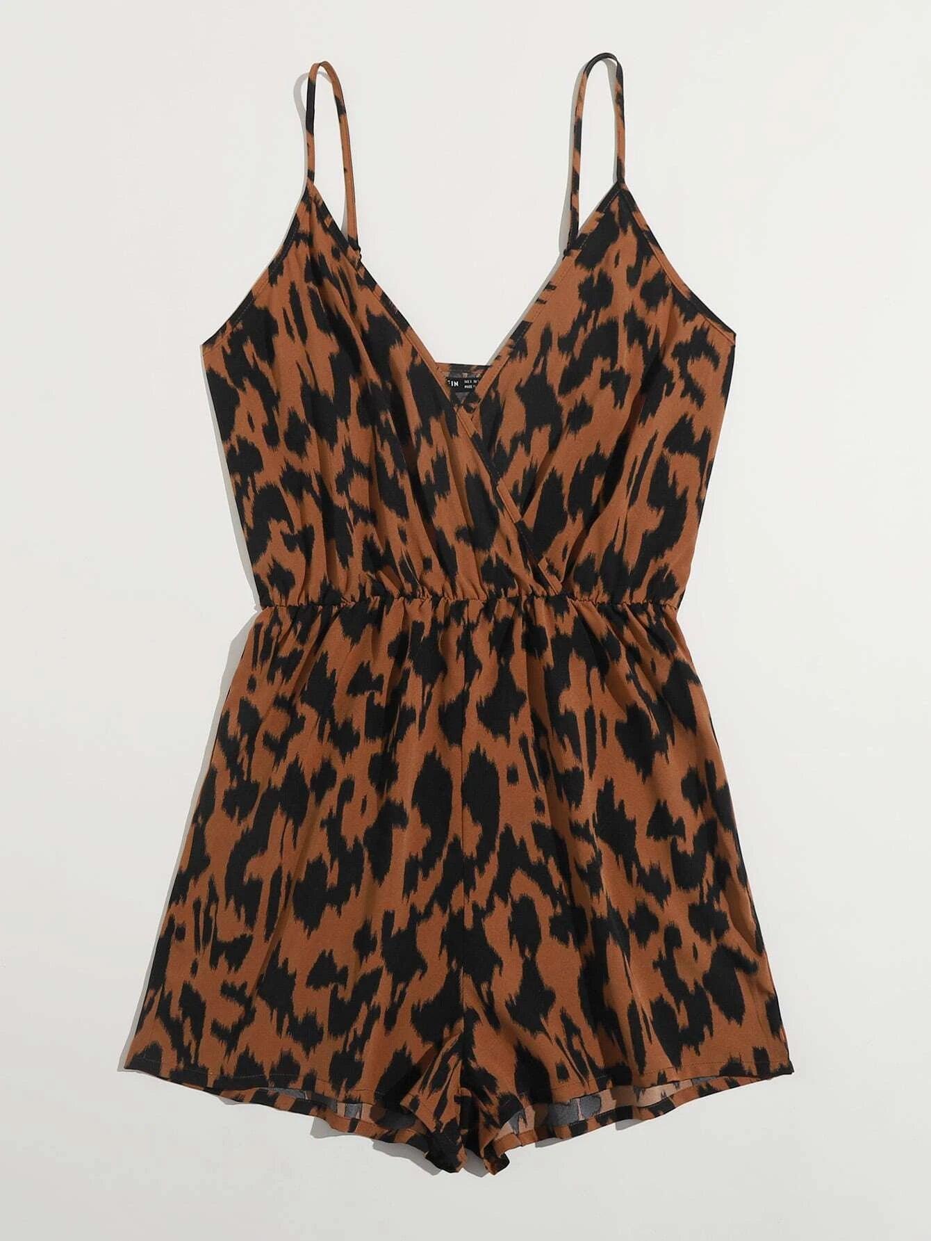 Surplice Neck Allover Print Cami Romper-Comfy Jumpsuits