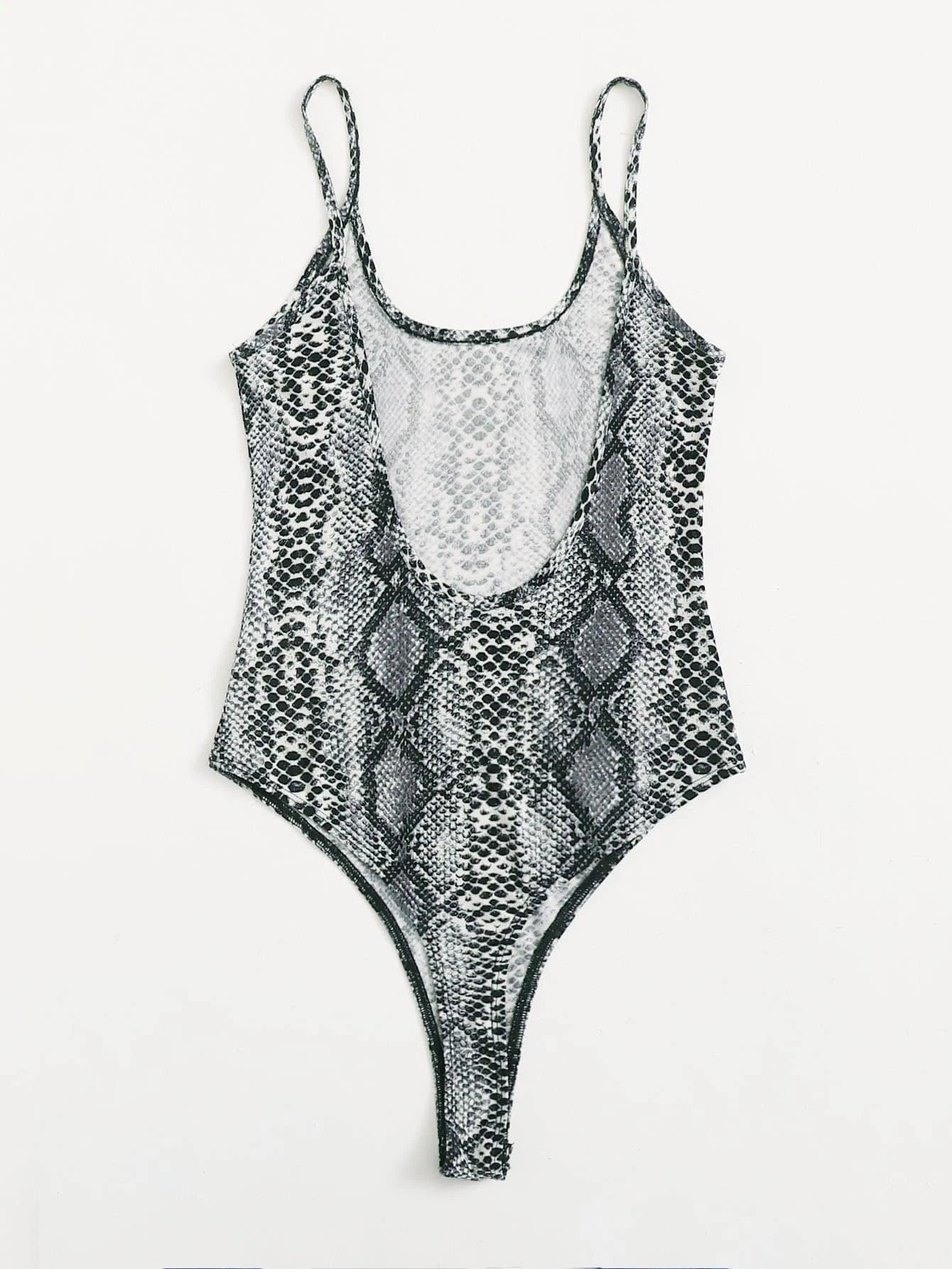 Snake Printed Cami Bodysuit-Comfy Jumpsuits