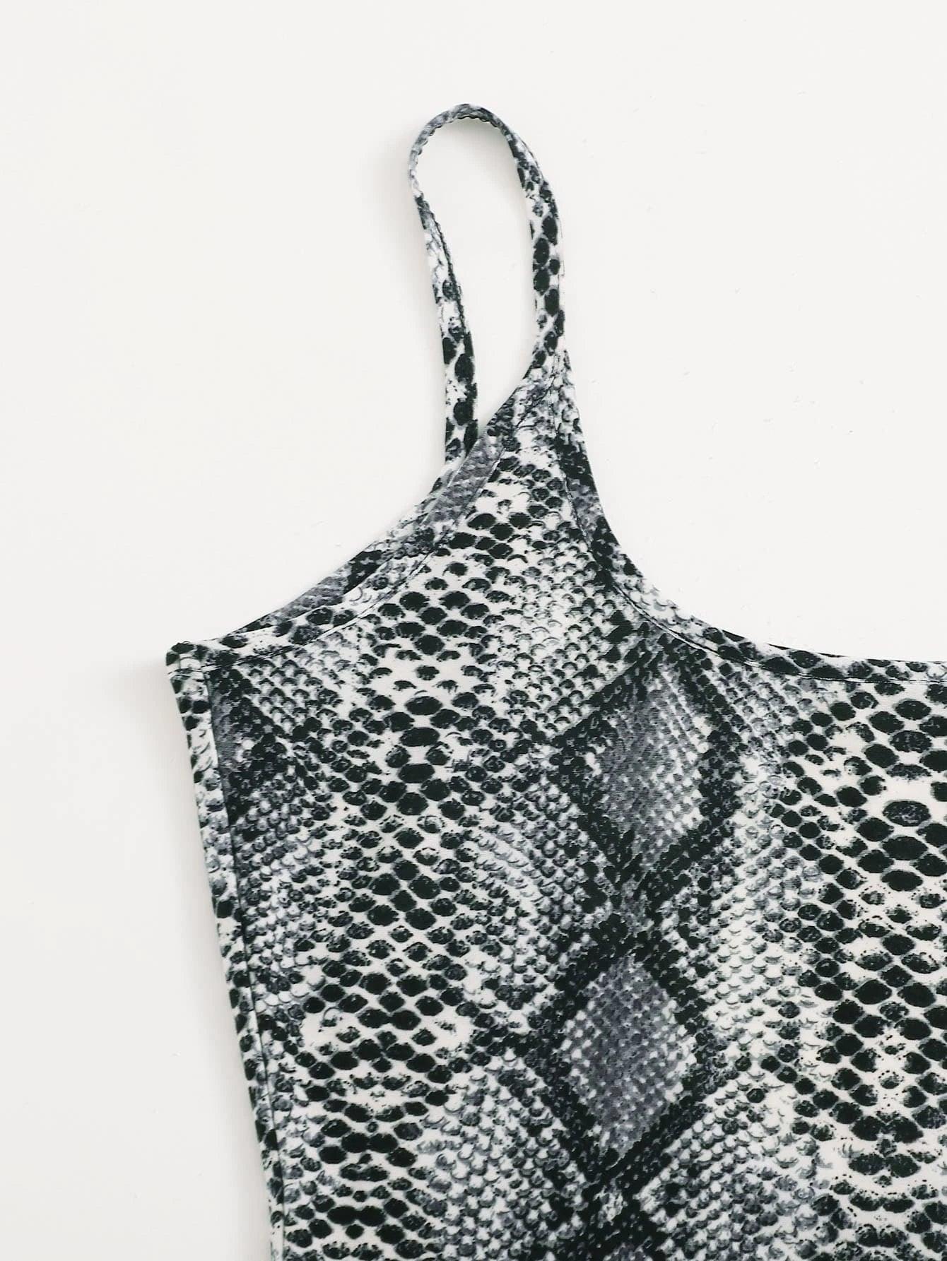 Snake Printed Cami Bodysuit-Comfy Jumpsuits