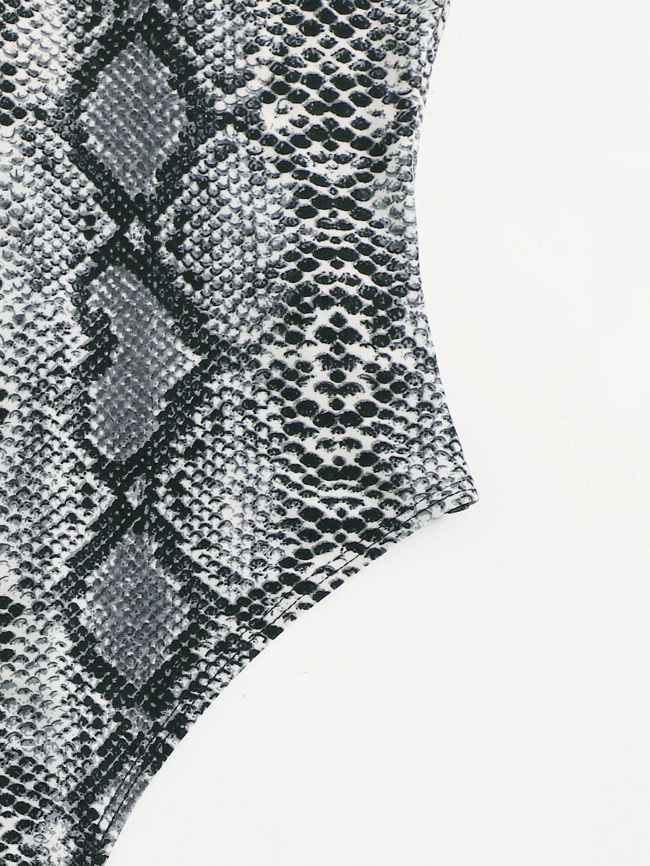 Snake Printed Cami Bodysuit-Comfy Jumpsuits