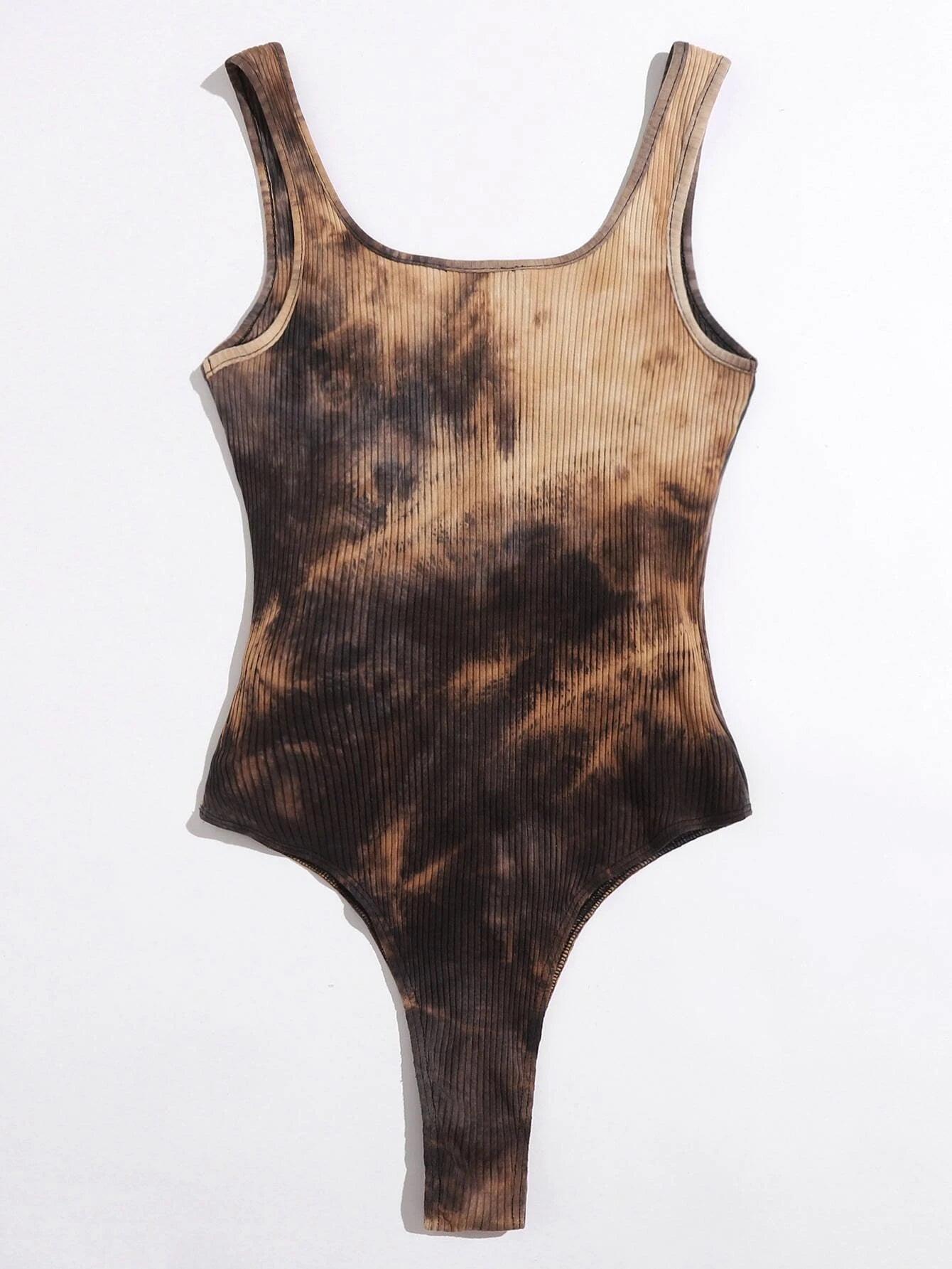 Neck Rib-Knit Tank Bodysuit-Comfy Jumpsuits