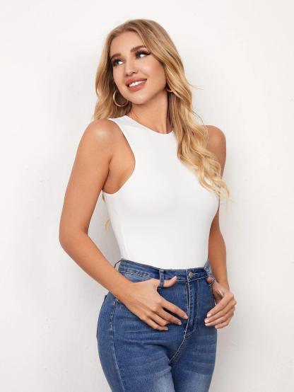 Casual Sleeveless Tank Bodysuit-Comfy Jumpsuits