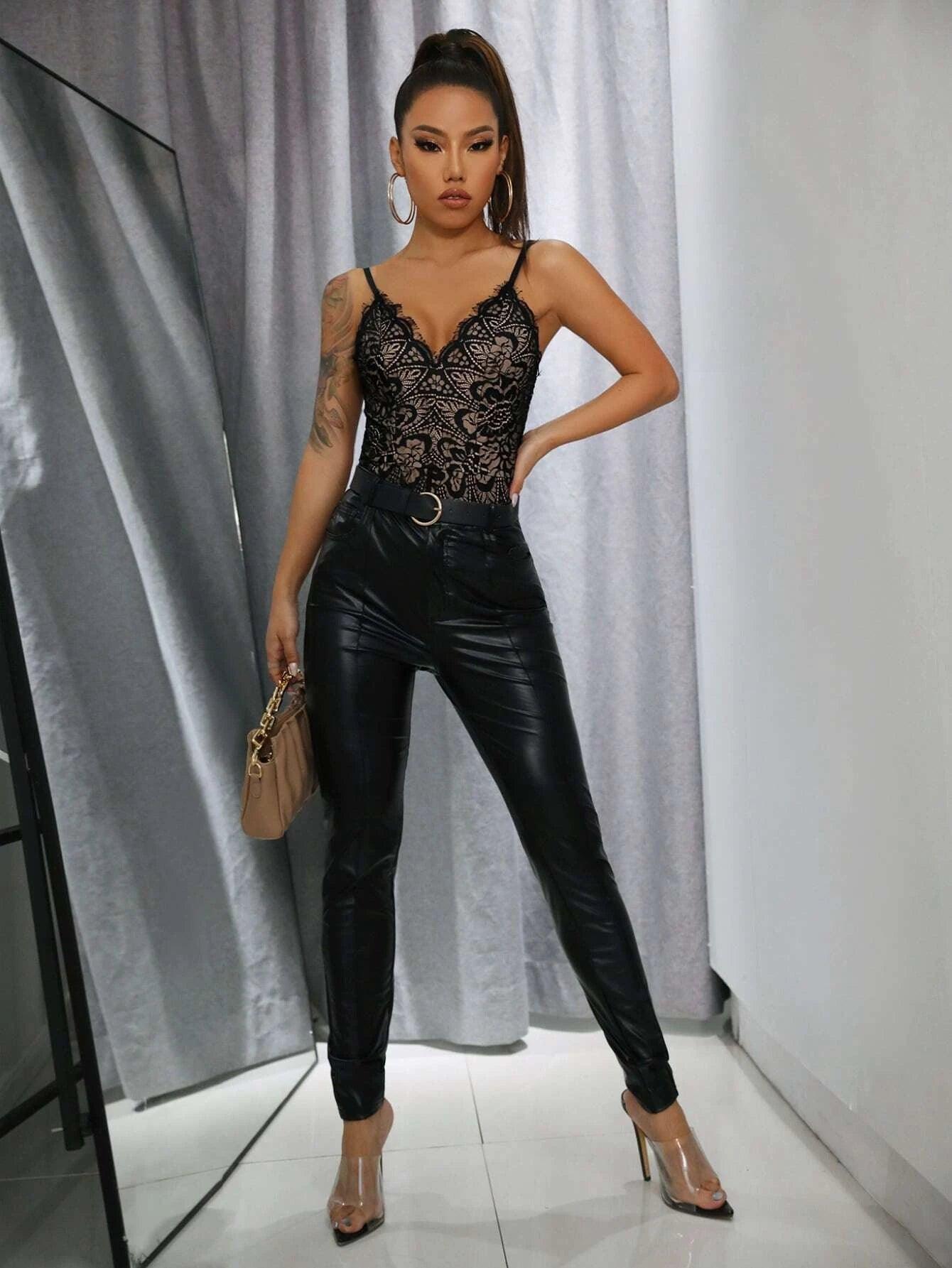 Lace Cami Bodysuit-Comfy Jumpsuits