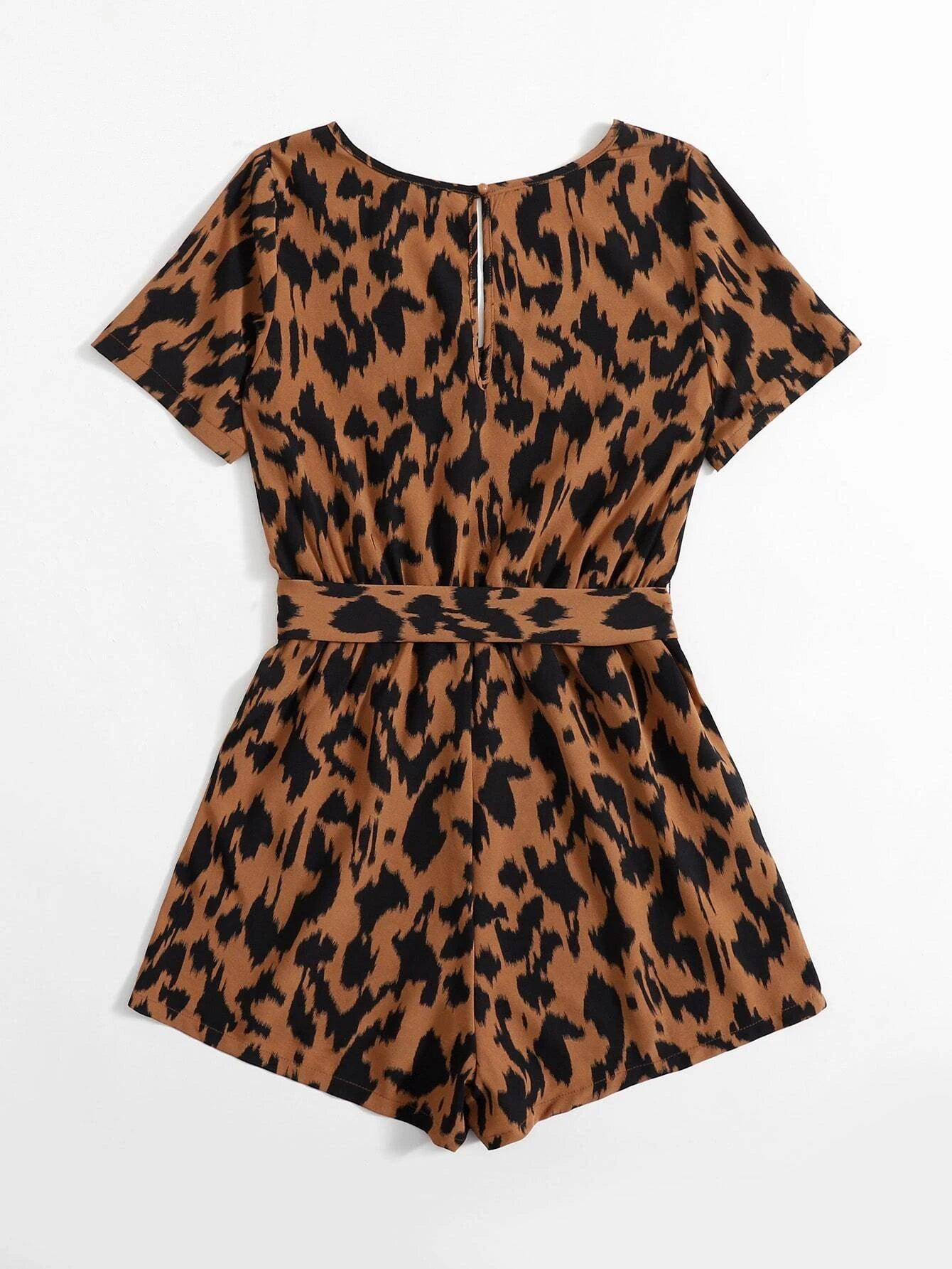 Printed Self Belted Romper-Comfy Jumpsuits