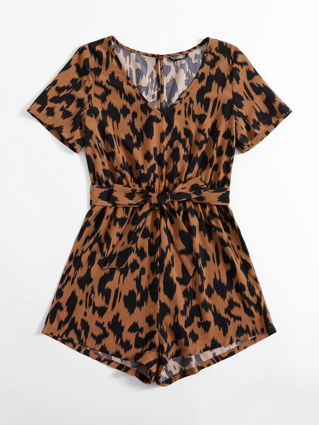 Printed Self Belted Romper-Comfy Jumpsuits