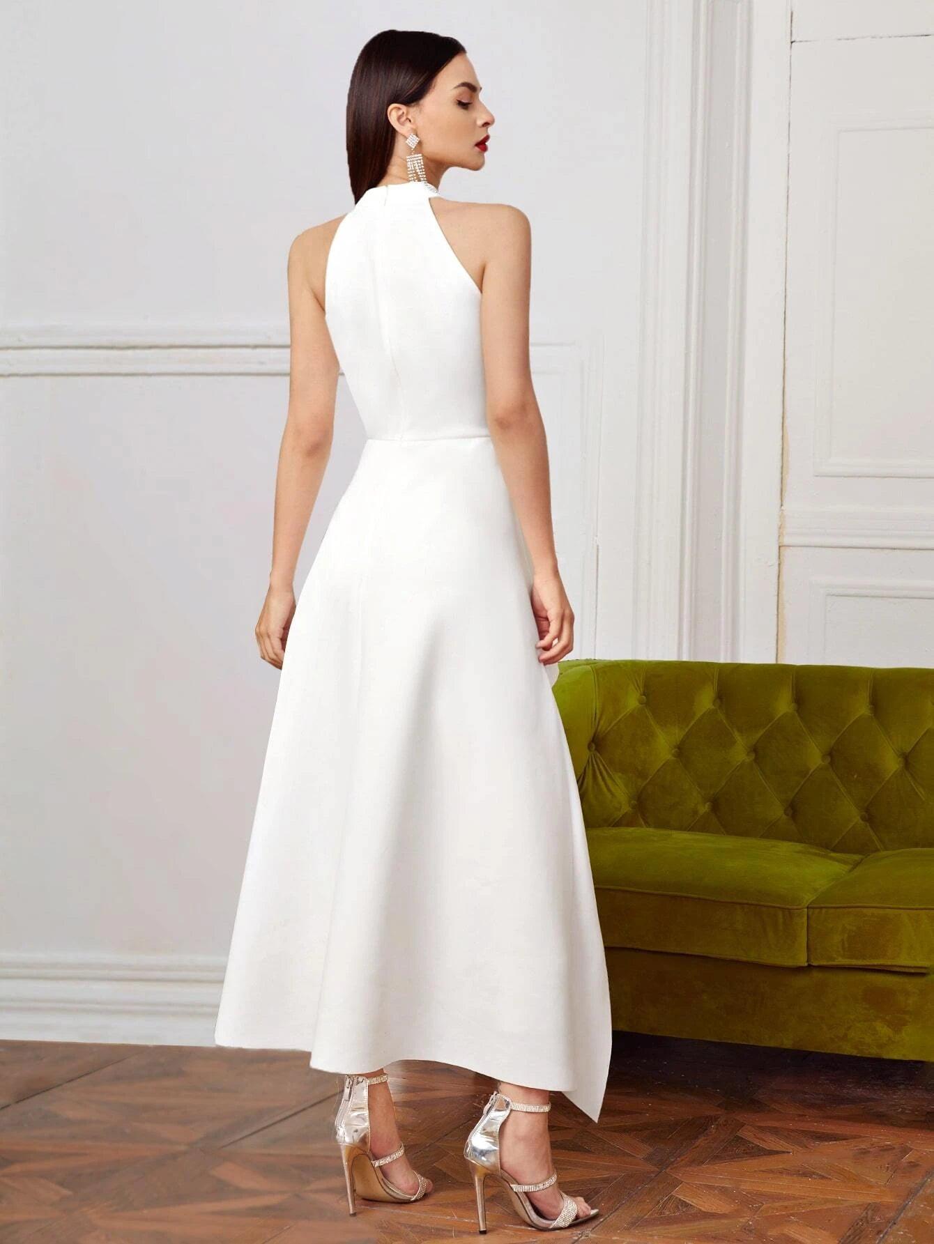 Zipper Back Solid Halter Jumpsuit-Comfy Jumpsuits