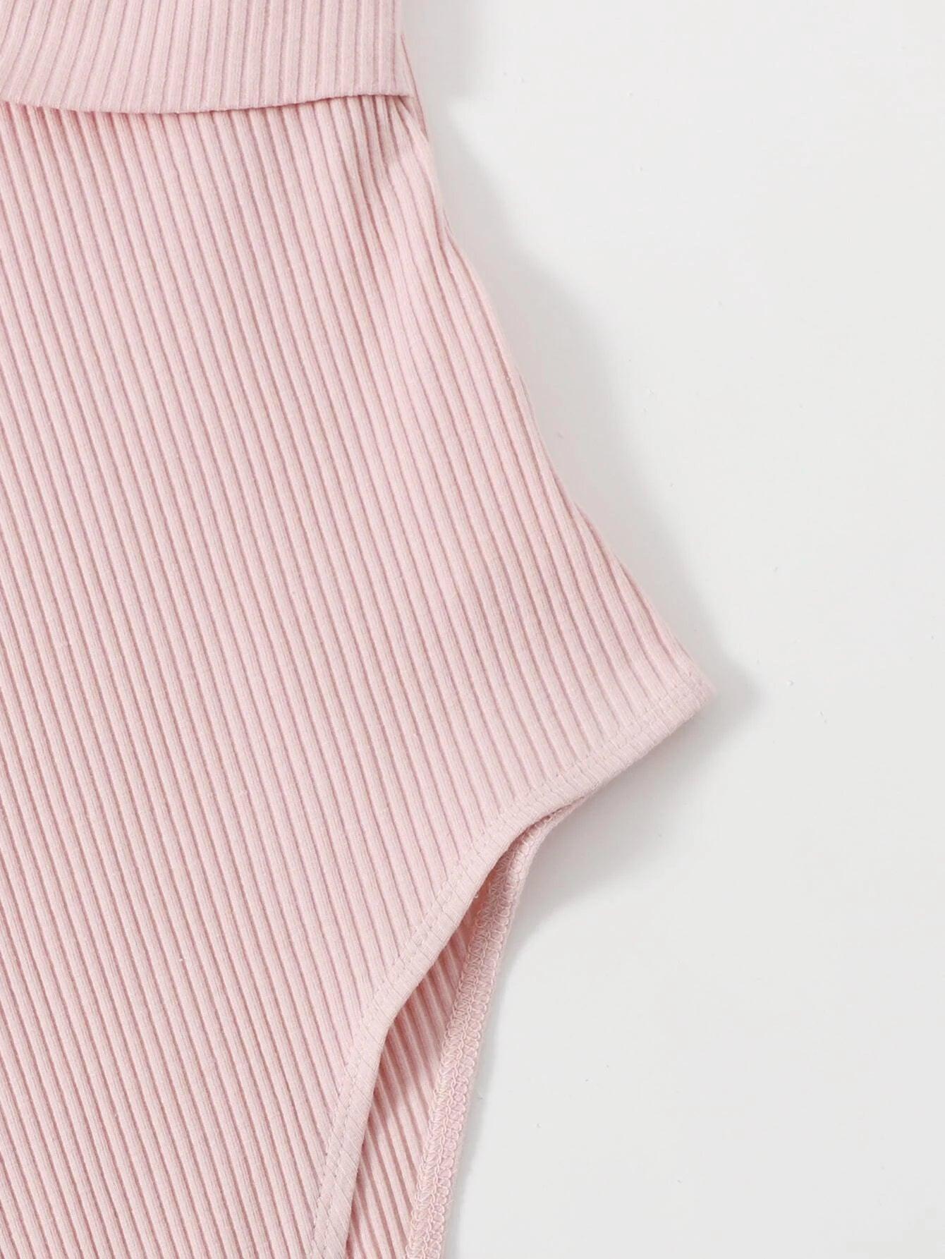 Sleeveless Front Rib-Knit Slip Bodysuit-Comfy Jumpsuits