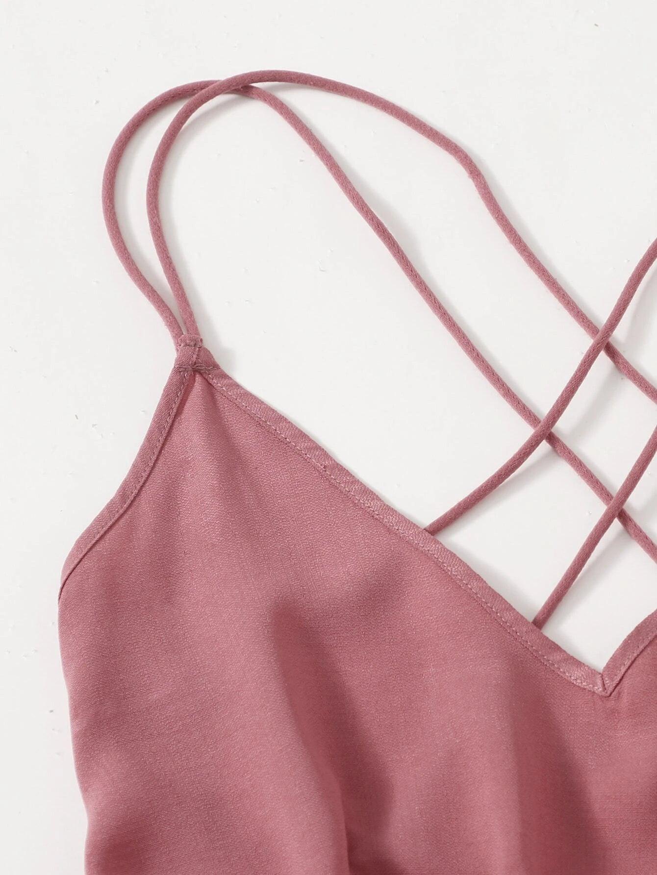 Criss Cross Backless Slip Romper-Comfy Jumpsuits