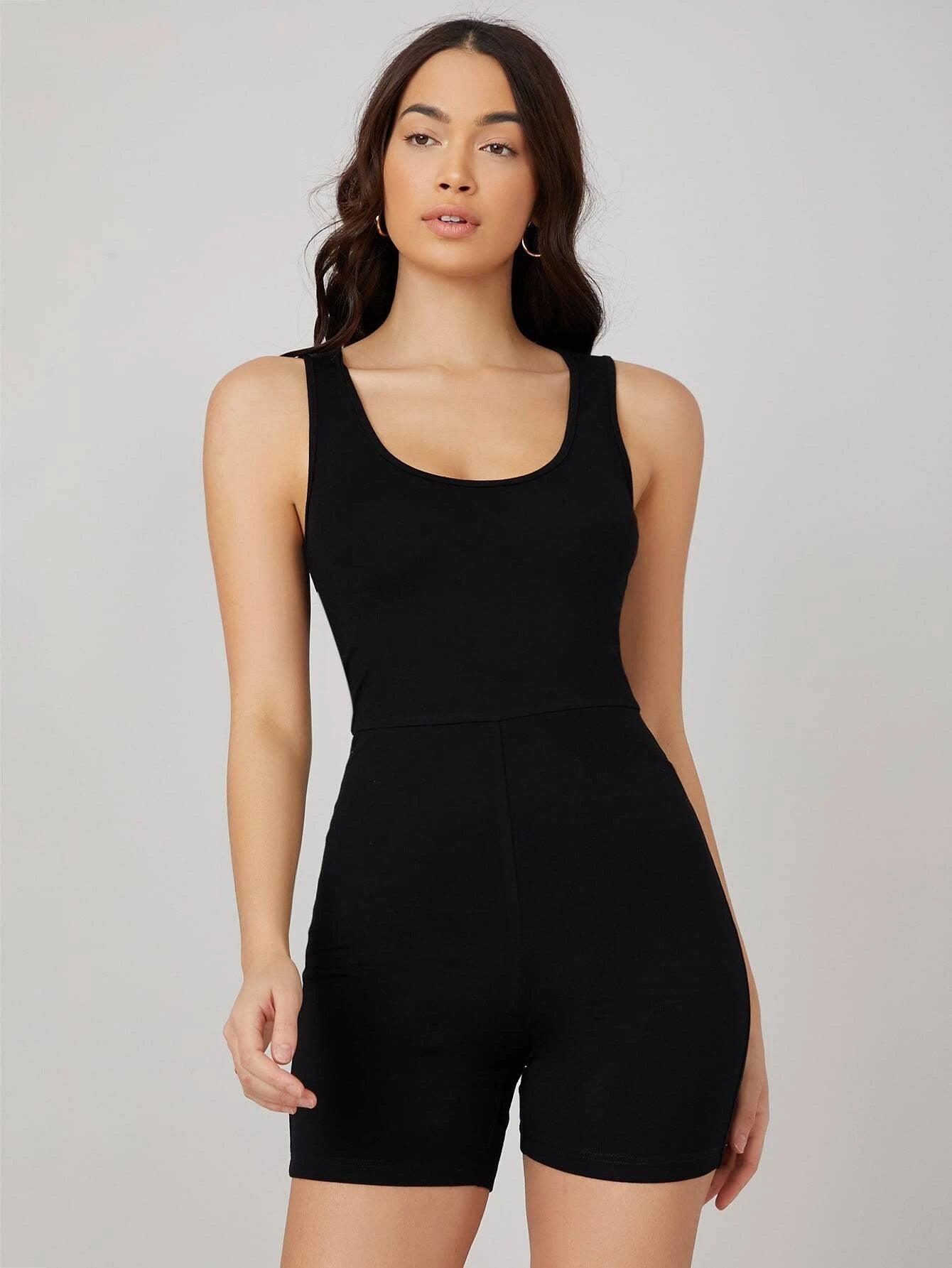 Solid Form Fitted Romper-Comfy Jumpsuits