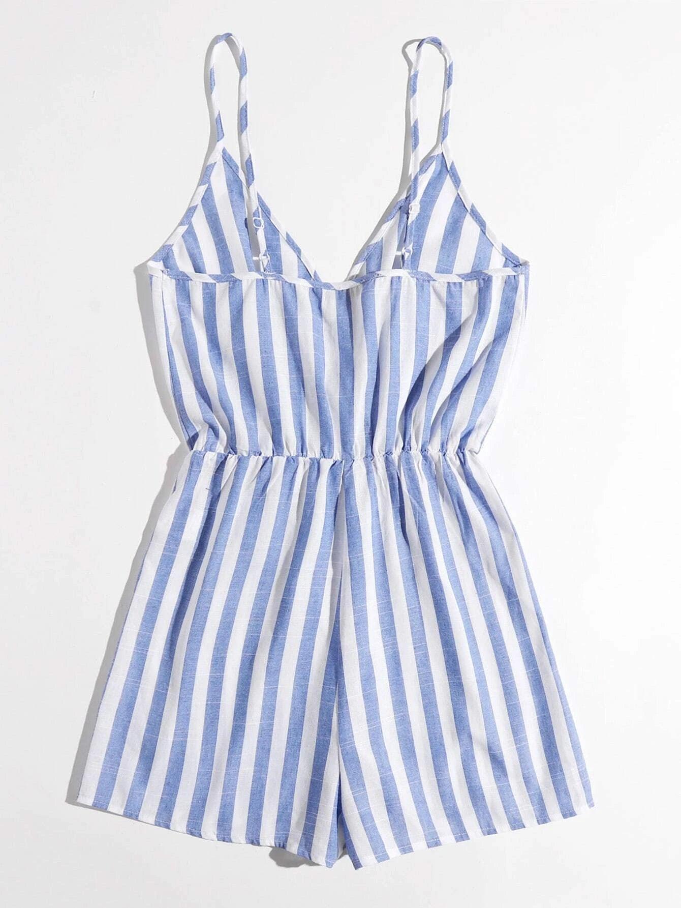 Striped Cami Romper-Comfy Jumpsuits