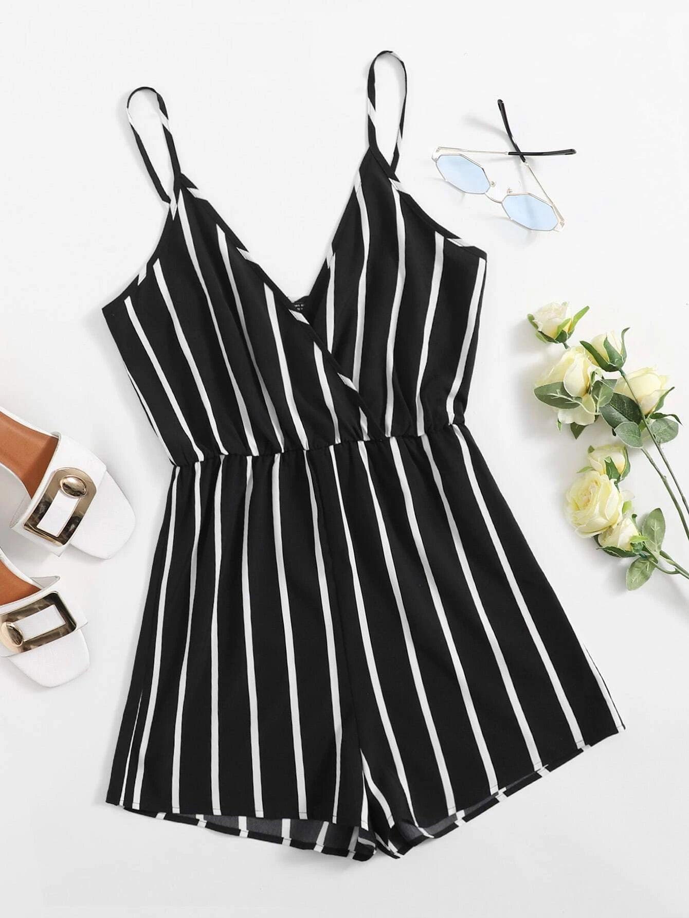 Striped Cami Romper-Comfy Jumpsuits