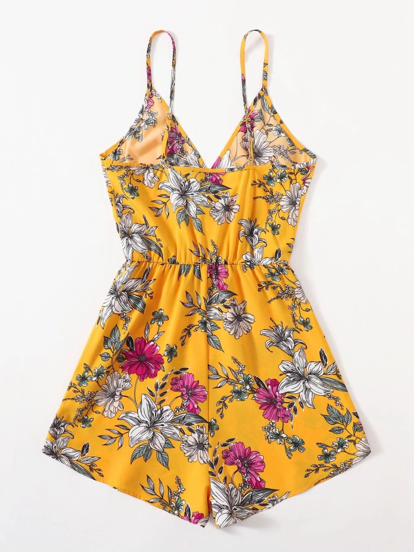 Floral Print Slip Romper-Comfy Jumpsuits