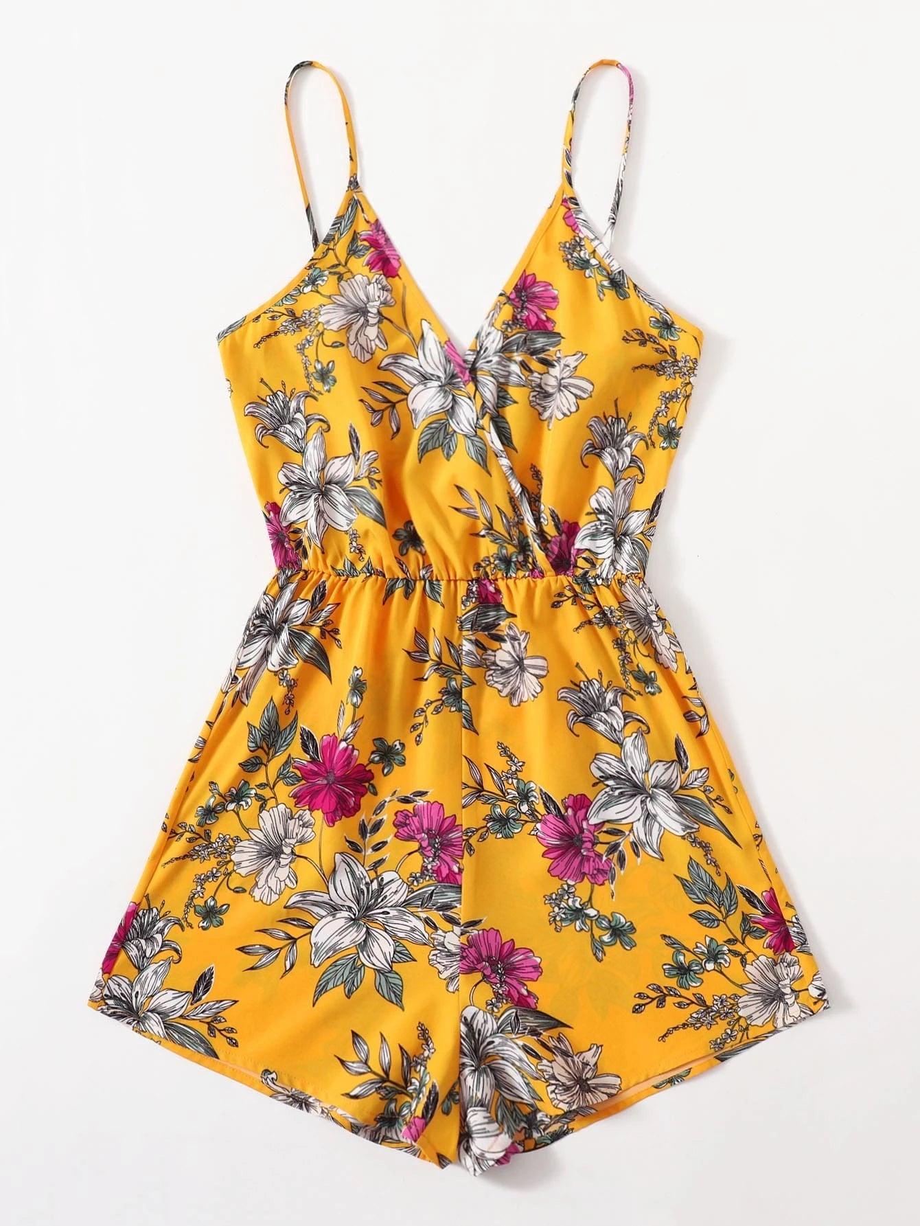 Floral Print Slip Romper-Comfy Jumpsuits