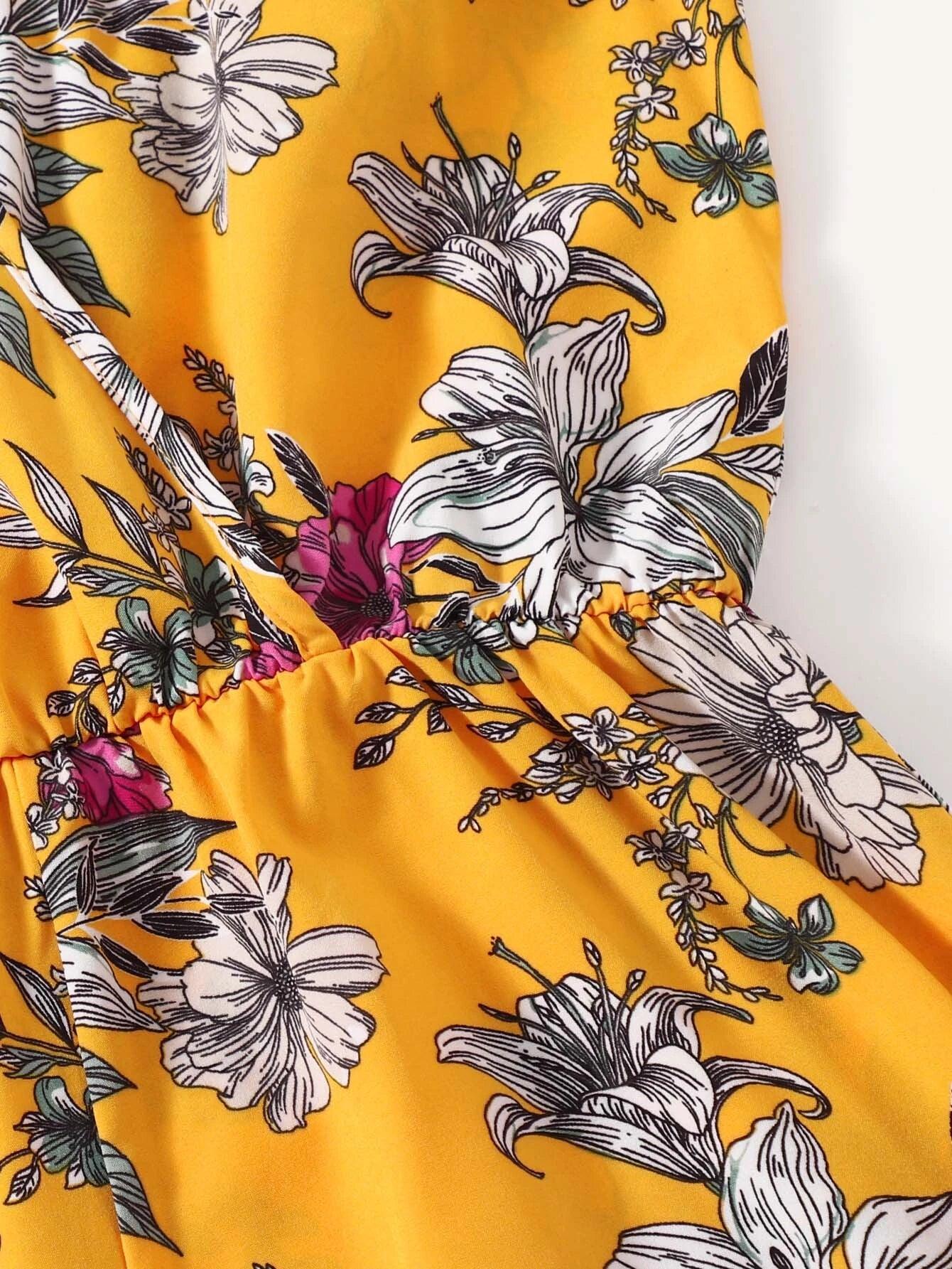 Floral Print Slip Romper-Comfy Jumpsuits