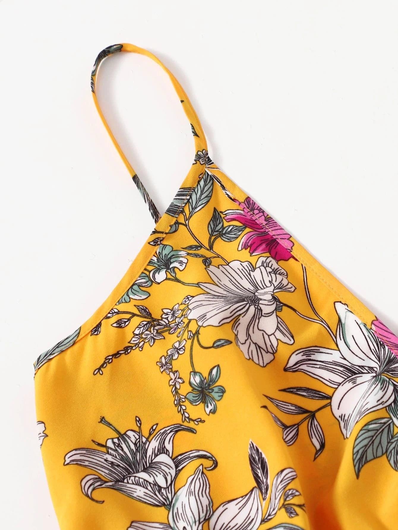 Floral Print Slip Romper-Comfy Jumpsuits