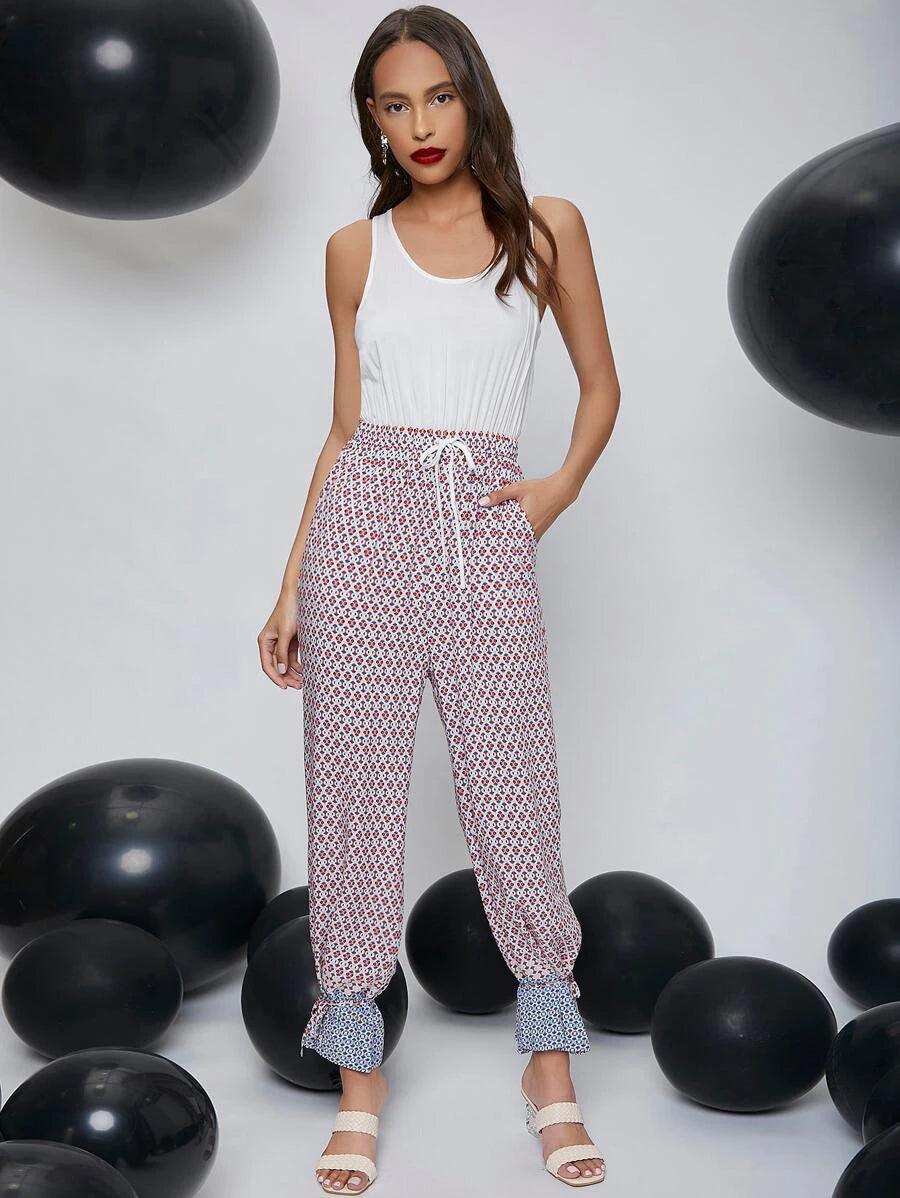 All Over Print Tied Backless Tank Jumpsuit-Comfy Jumpsuits