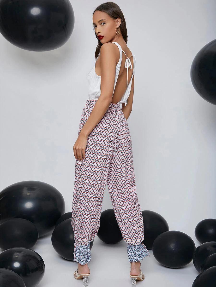 All Over Print Tied Backless Tank Jumpsuit-Comfy Jumpsuits