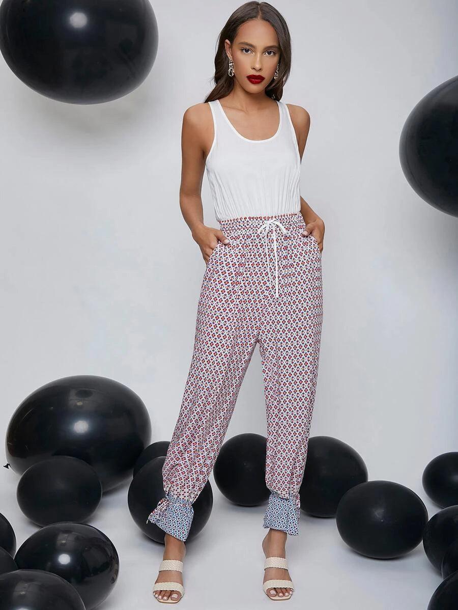 All Over Print Tied Backless Tank Jumpsuit-Comfy Jumpsuits