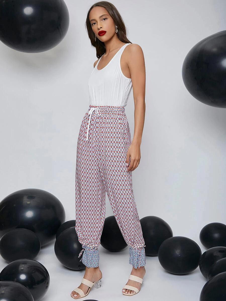 All Over Print Tied Backless Tank Jumpsuit-Comfy Jumpsuits